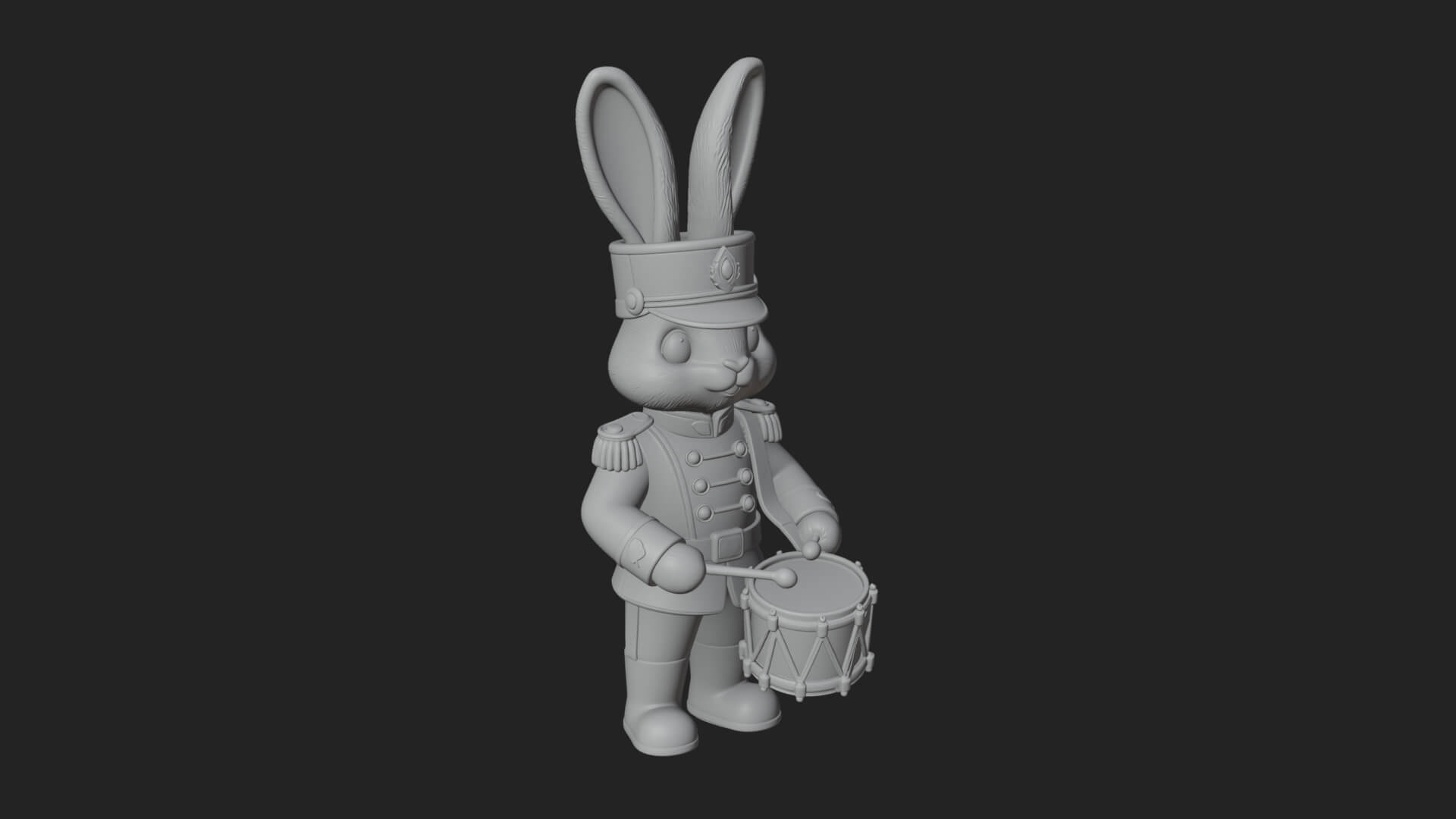 Rabbit Drummer Soldier Statue Design 3 3D Print Model 3D Model