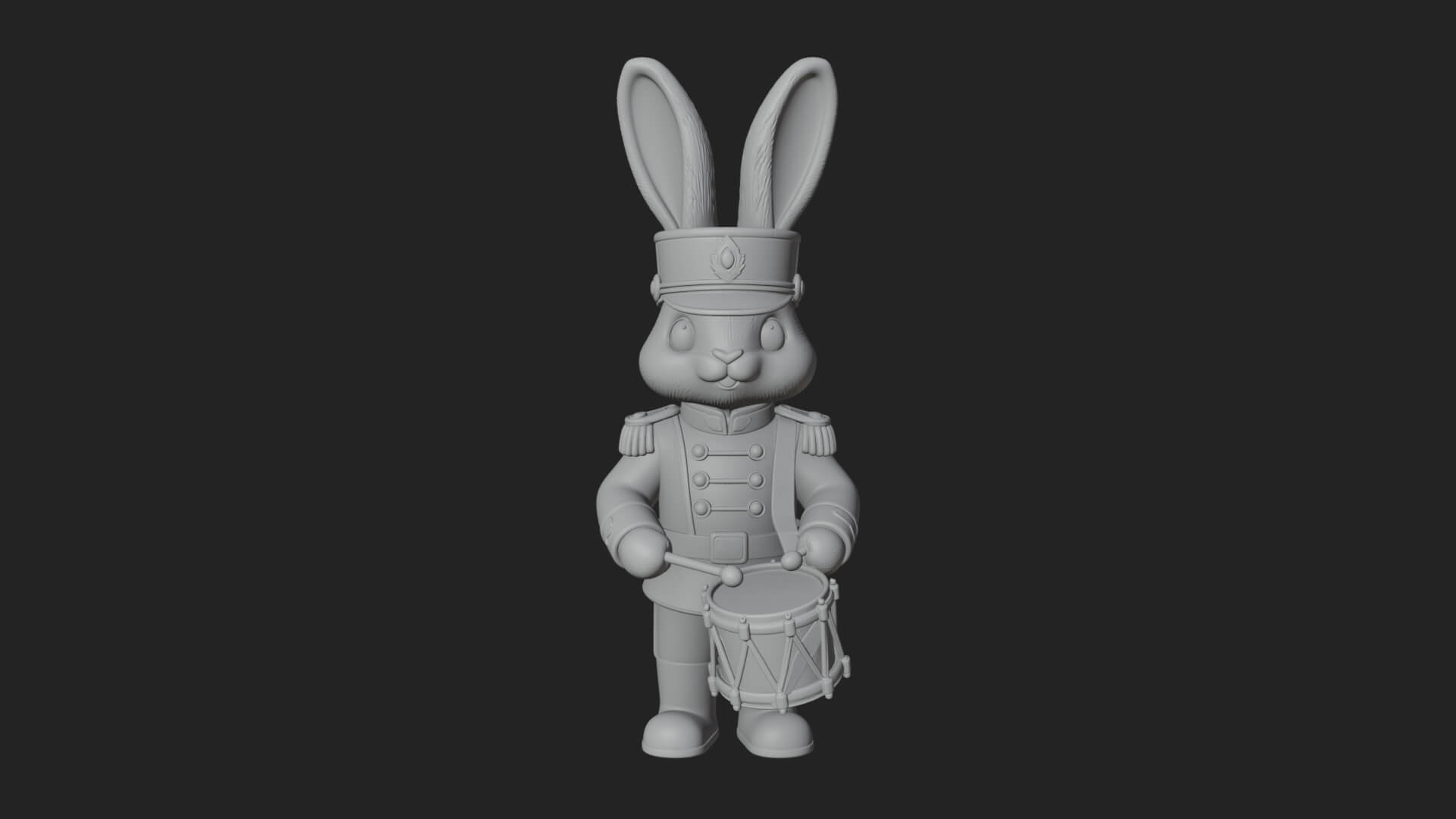 Rabbit Drummer Soldier Statue Design 3 3D Print Model 3D Model