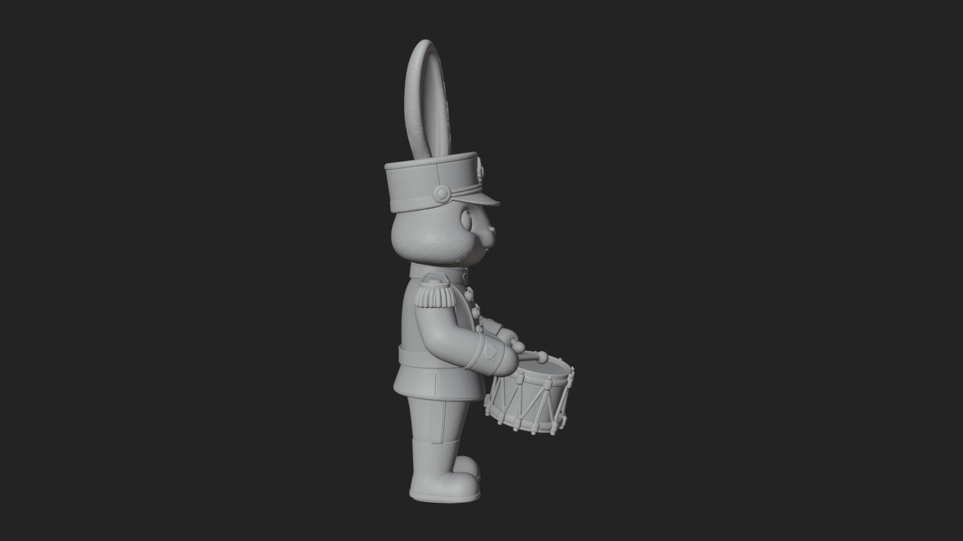 Rabbit Drummer Soldier Statue Design 3 3D Print Model 3D Model