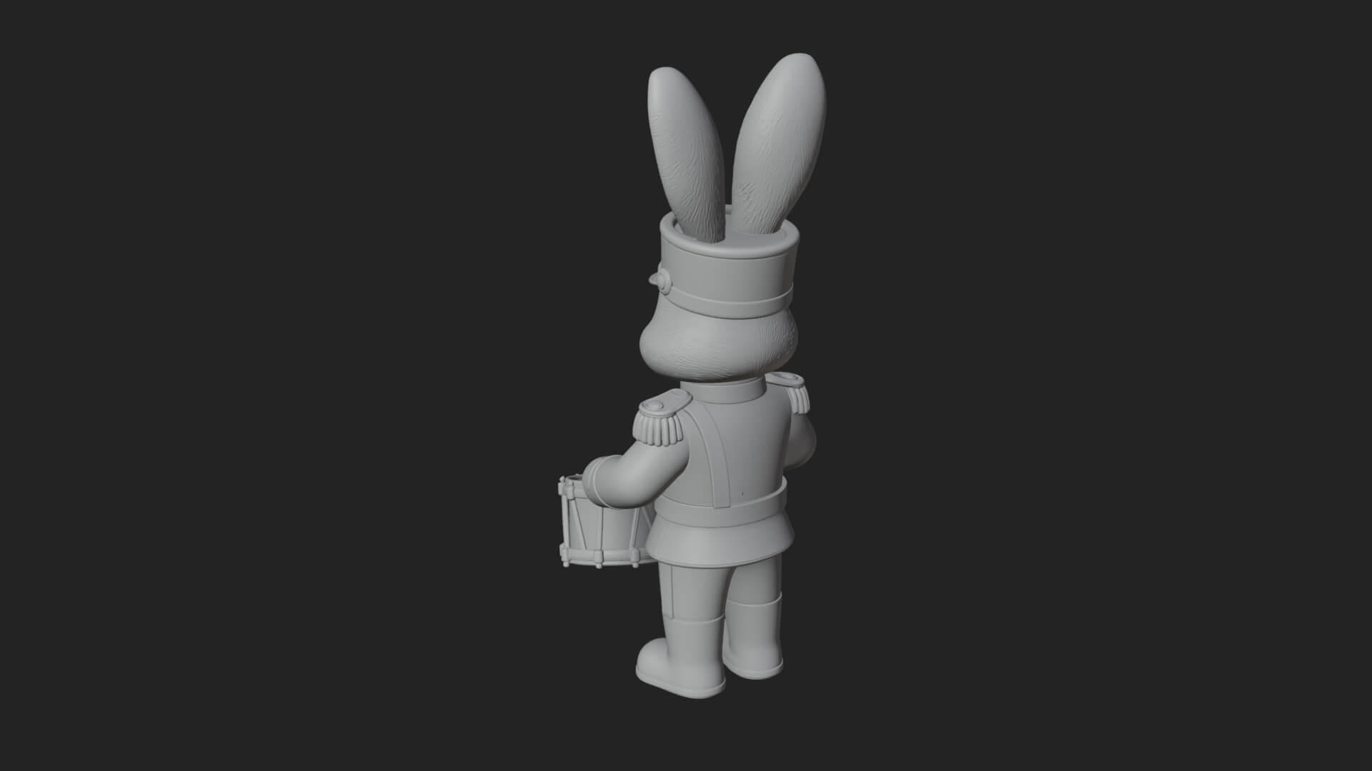 Rabbit Drummer Soldier Statue Design 3 3D Print Model 3D Model