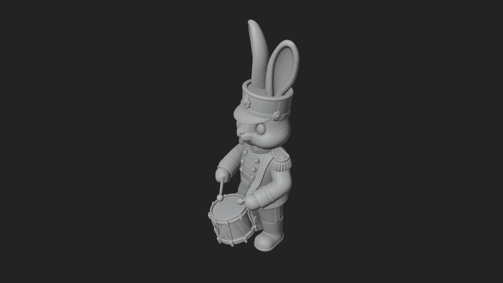 Rabbit Drummer Soldier Statue Design 3 3D Print Model 3D Model