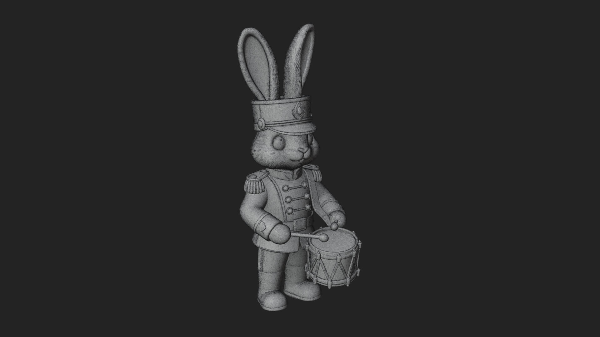 Rabbit Drummer Soldier Statue Design 3 3D Print Model 3D Model