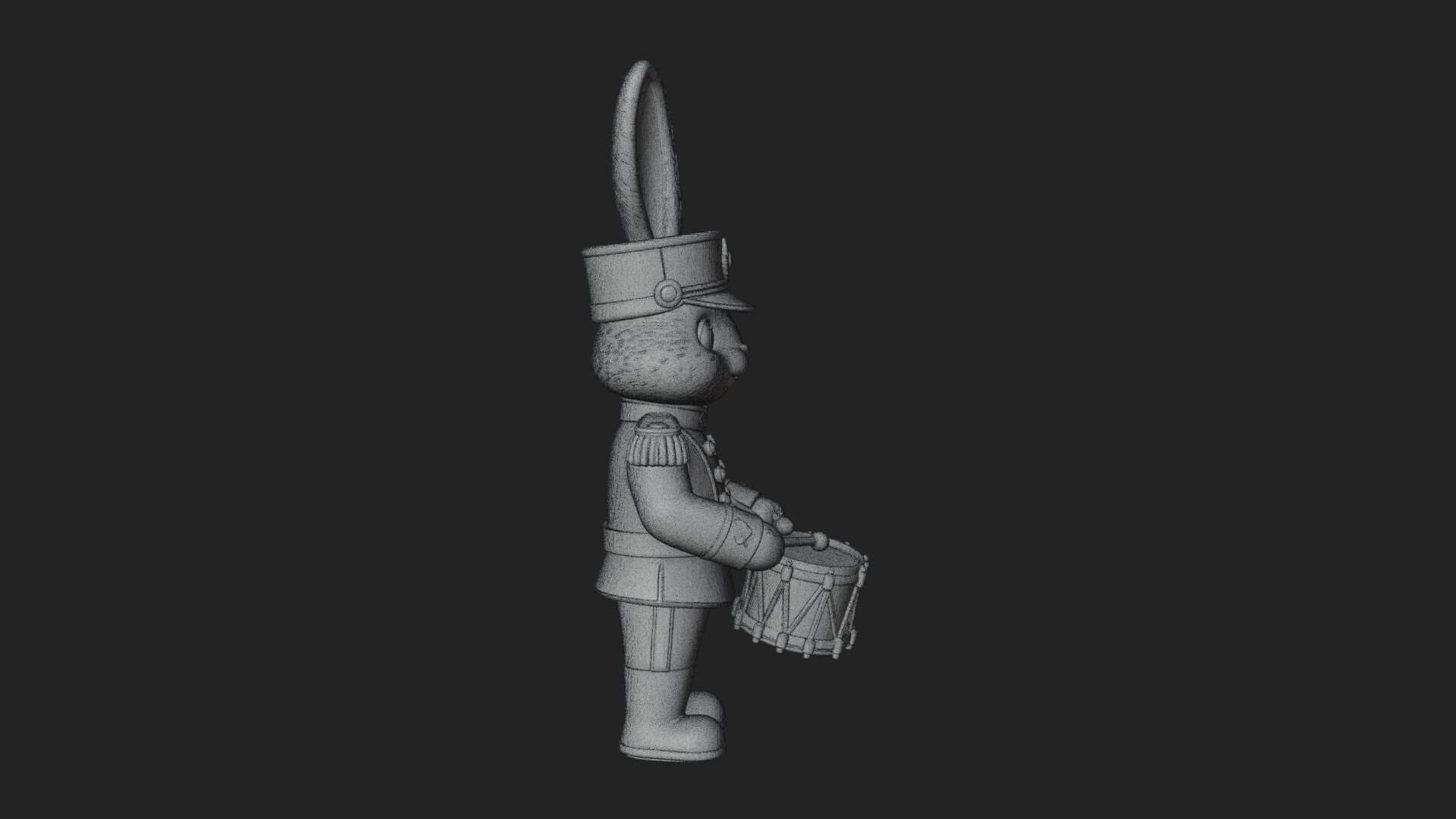 Rabbit Drummer Soldier Statue Design 3 3D Print Model 3D Model