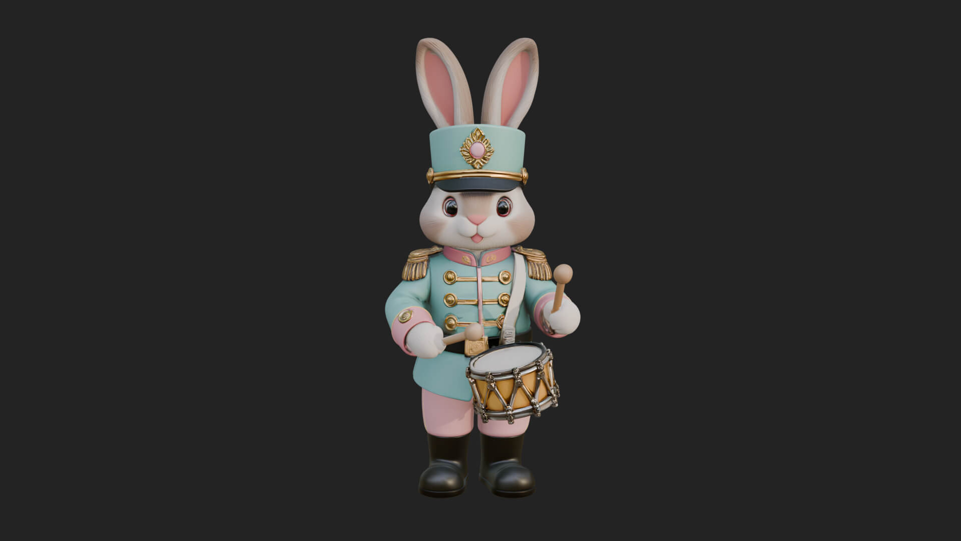 Rabbit Drummer Soldier Statue Design 4 3D Print Model 3D Model