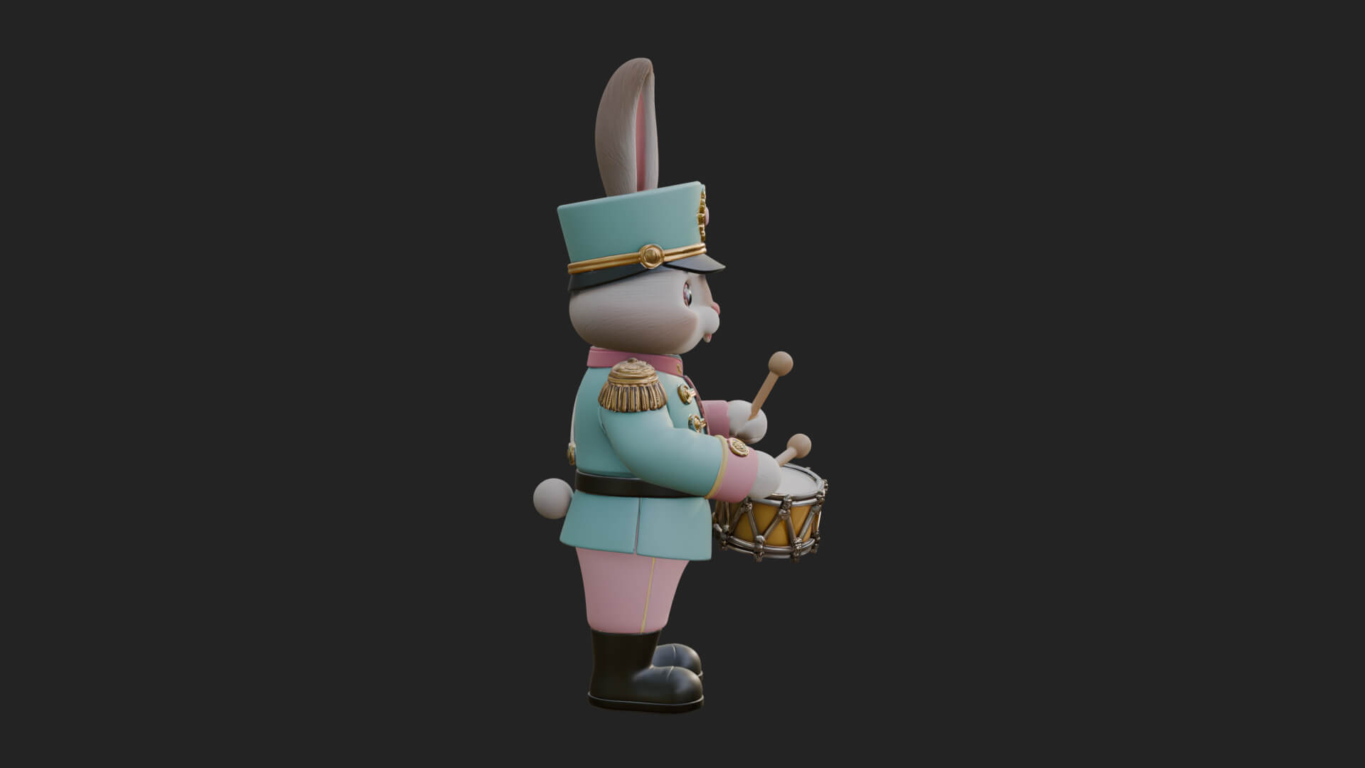 Rabbit Drummer Soldier Statue Design 4 3D Print Model 3D Model