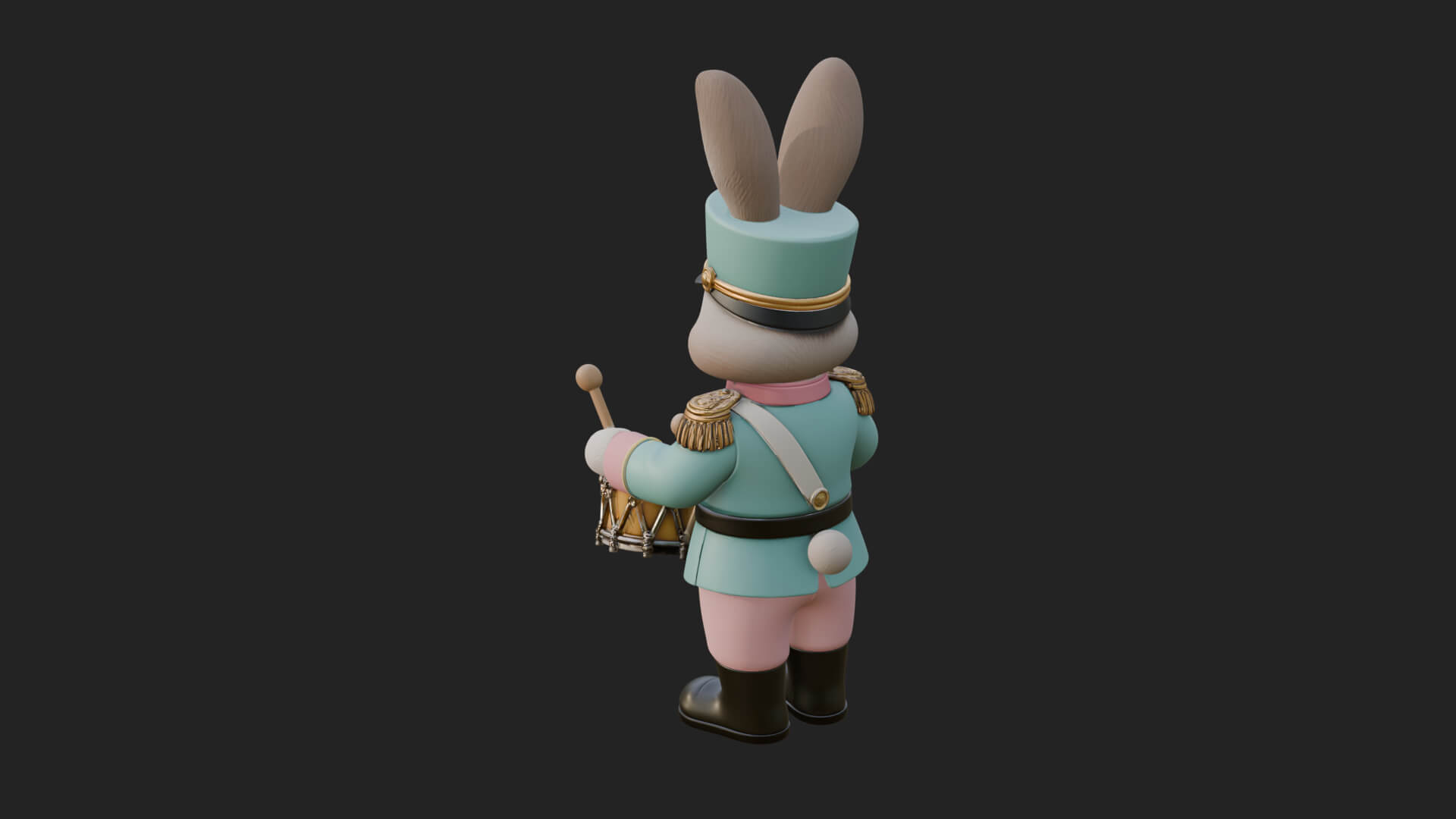 Rabbit Drummer Soldier Statue Design 4 3D Print Model 3D Model