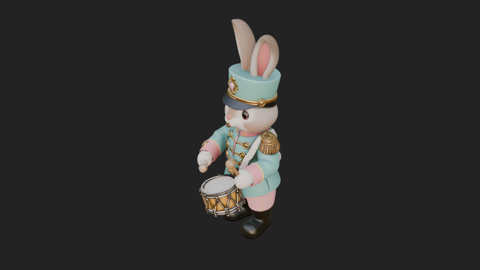 Rabbit Drummer Soldier Statue Design 4 3D Print Model 3D Model