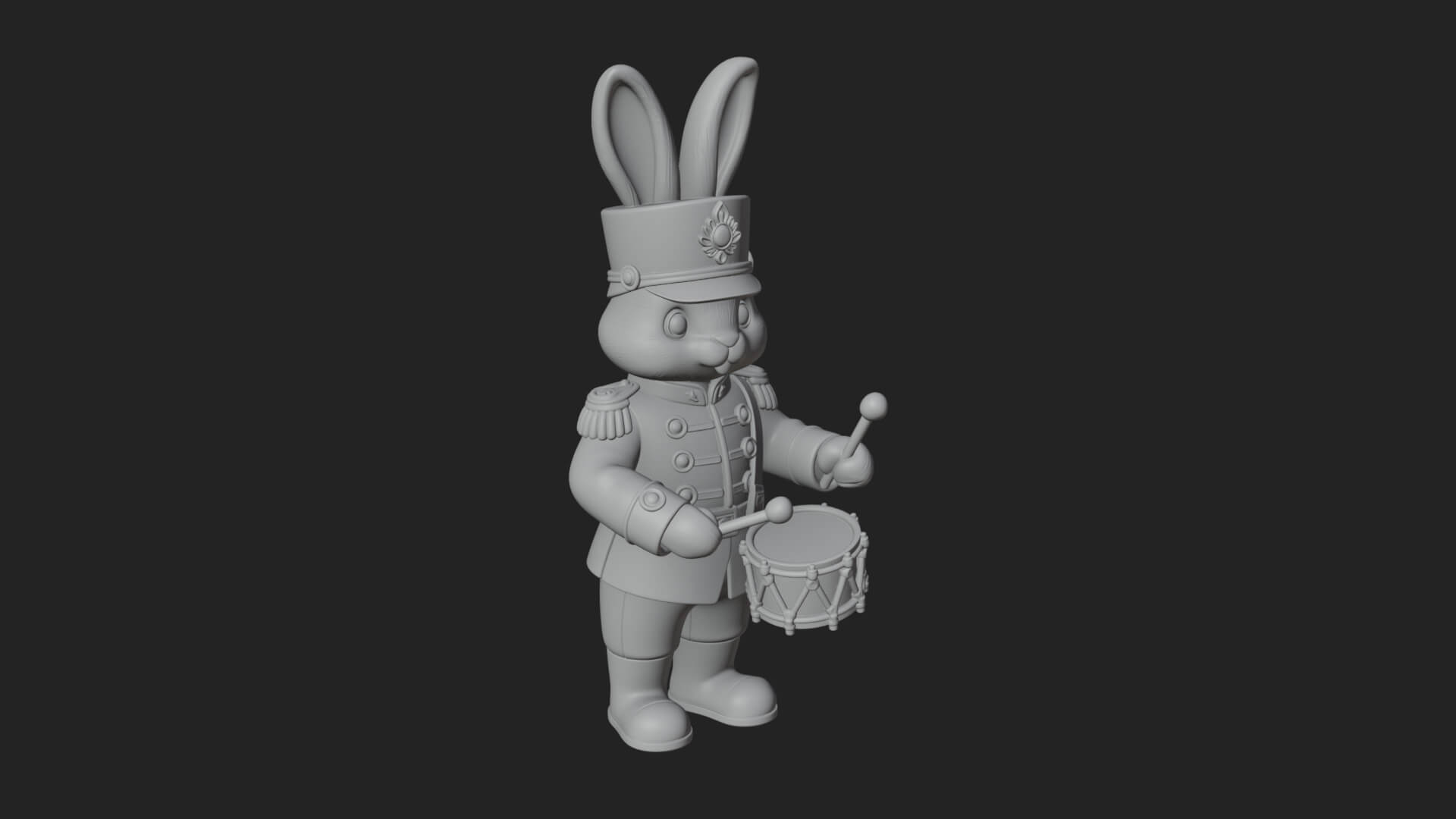 Rabbit Drummer Soldier Statue Design 4 3D Print Model 3D Model