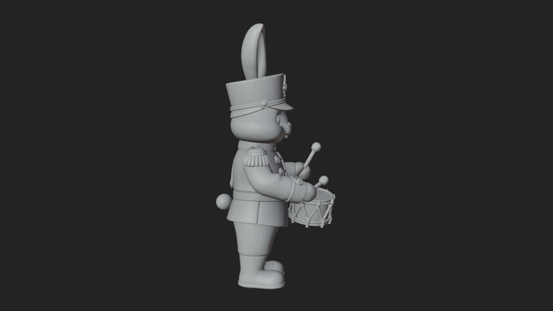 Rabbit Drummer Soldier Statue Design 4 3D Print Model 3D Model