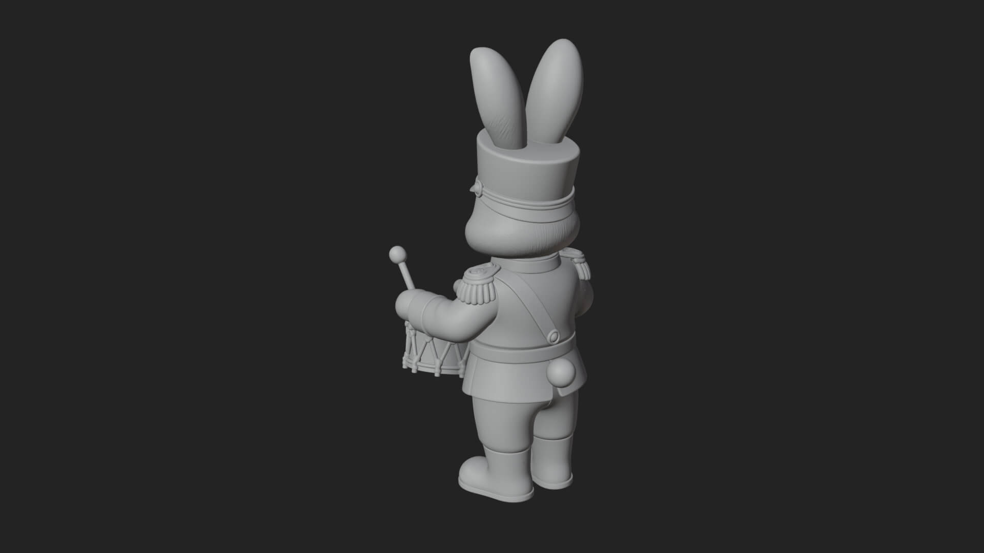 Rabbit Drummer Soldier Statue Design 4 3D Print Model 3D Model