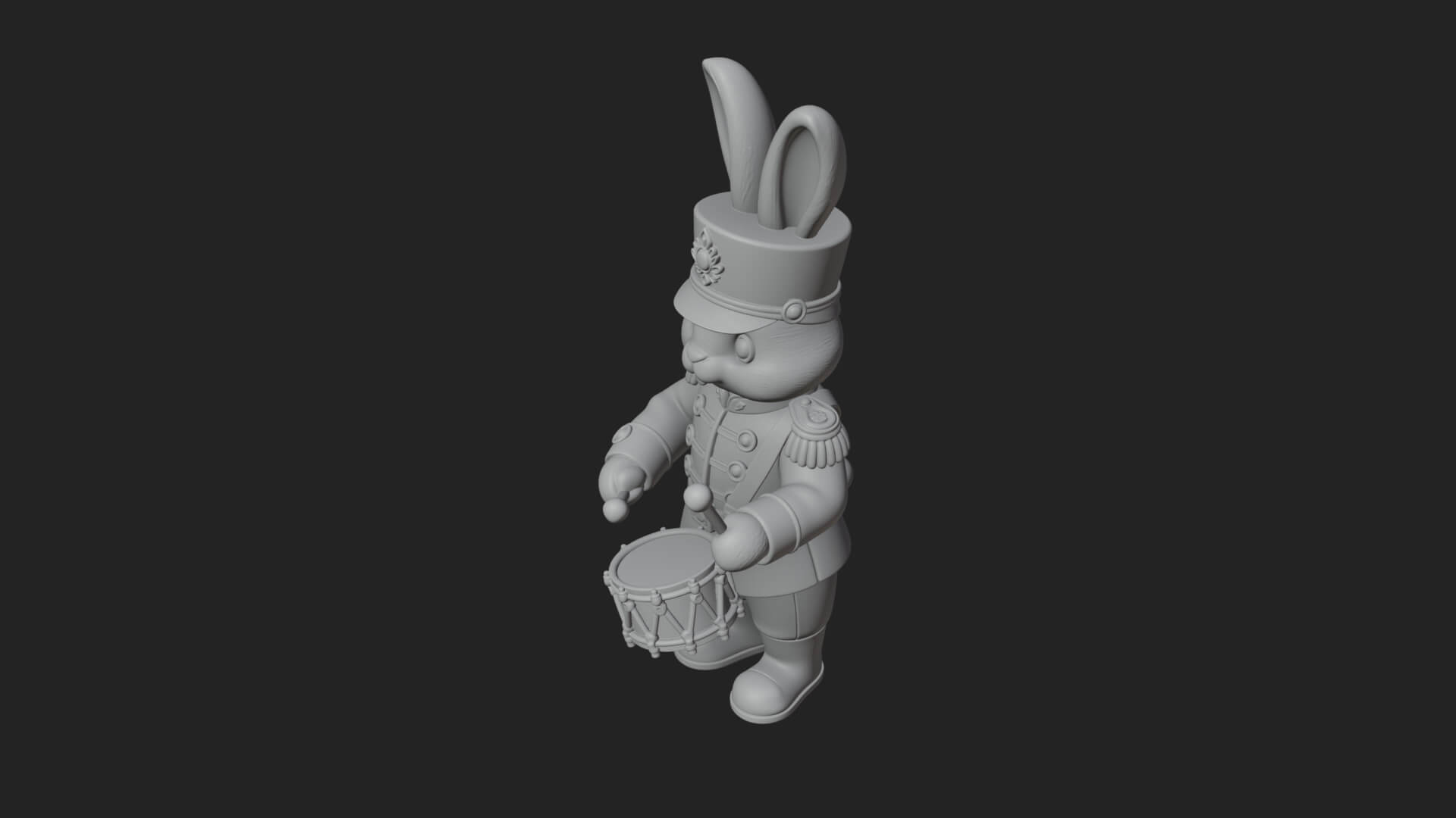 Rabbit Drummer Soldier Statue Design 4 3D Print Model 3D Model