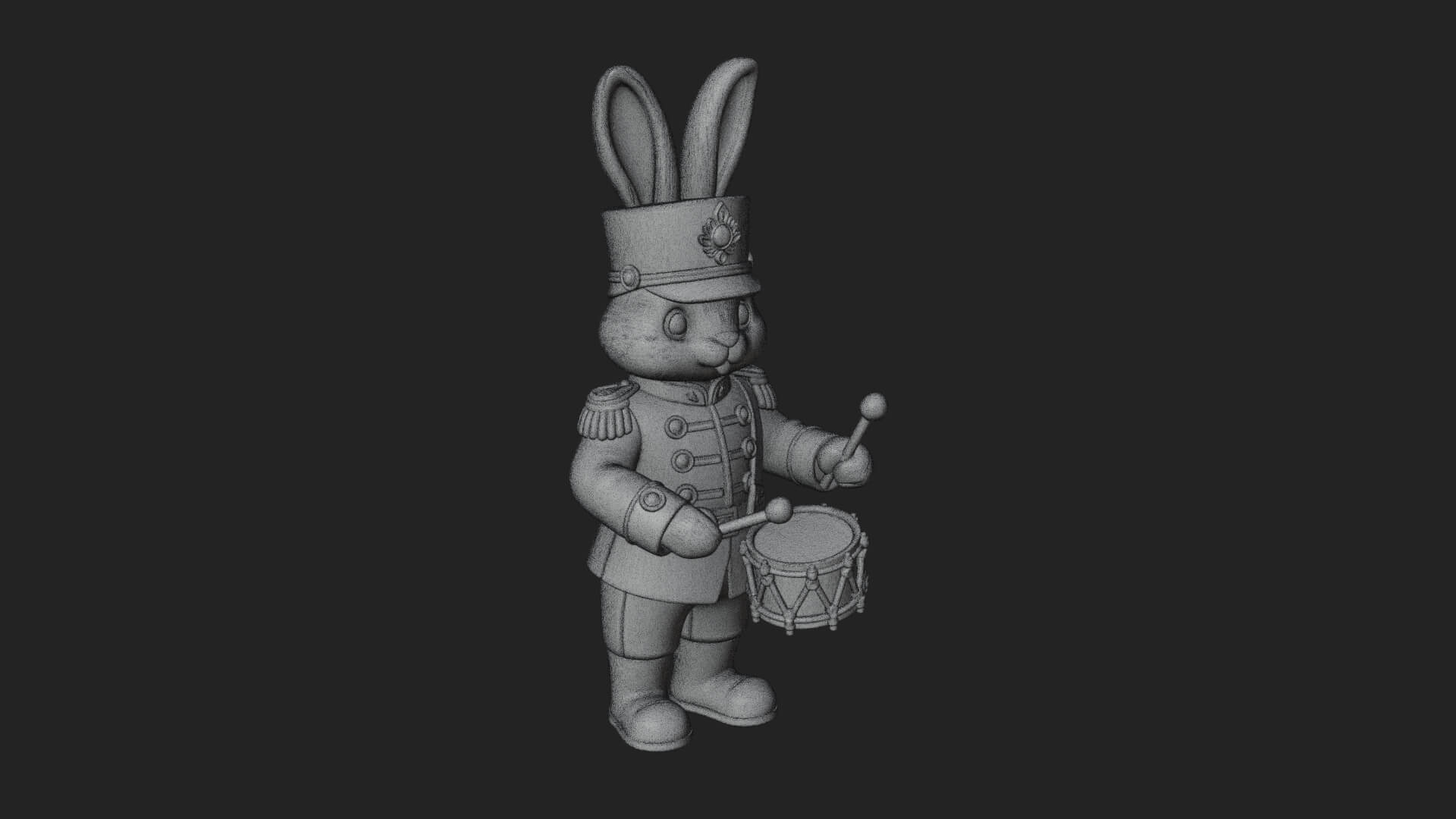 Rabbit Drummer Soldier Statue Design 4 3D Print Model 3D Model