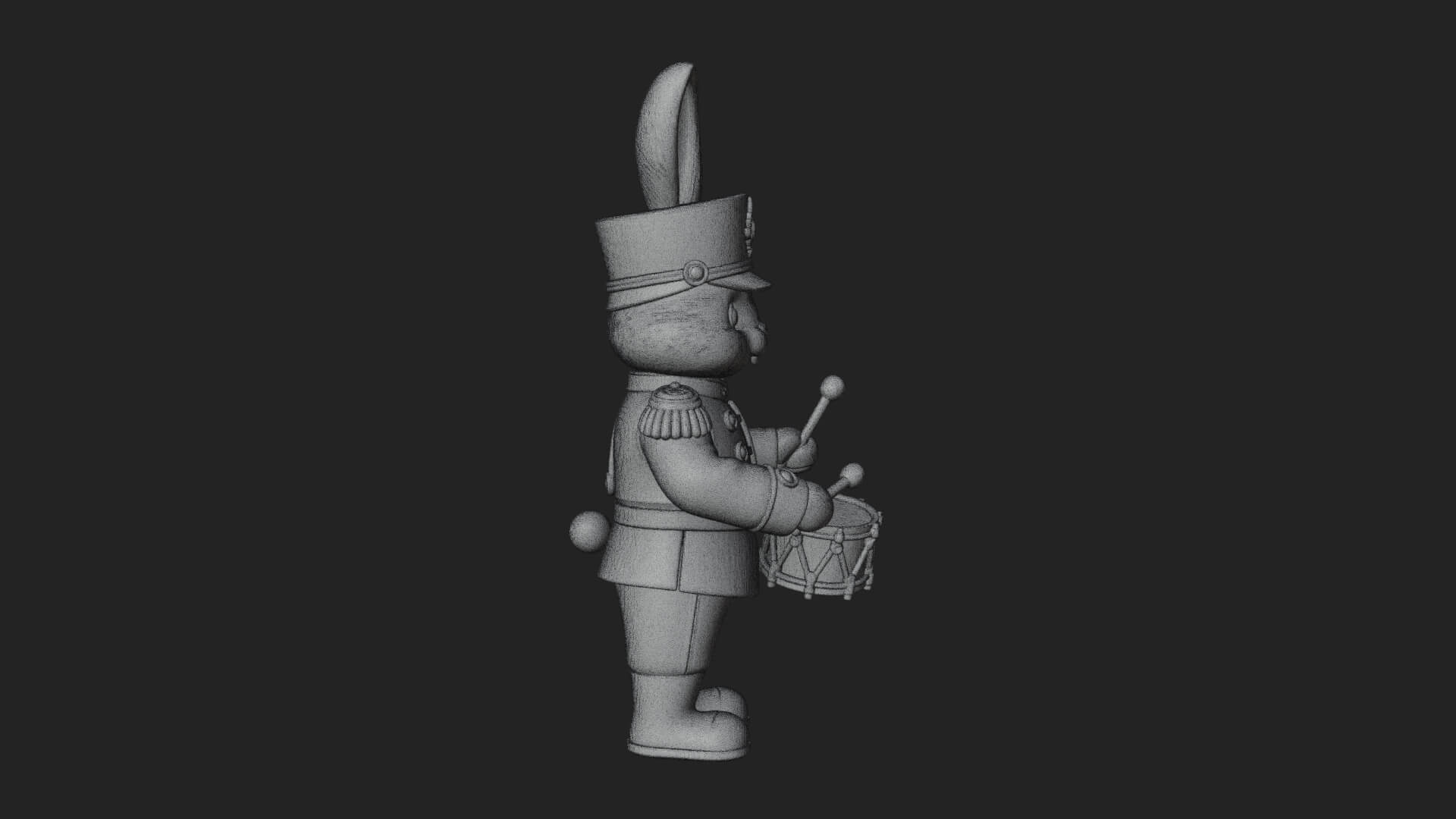 Rabbit Drummer Soldier Statue Design 4 3D Print Model 3D Model