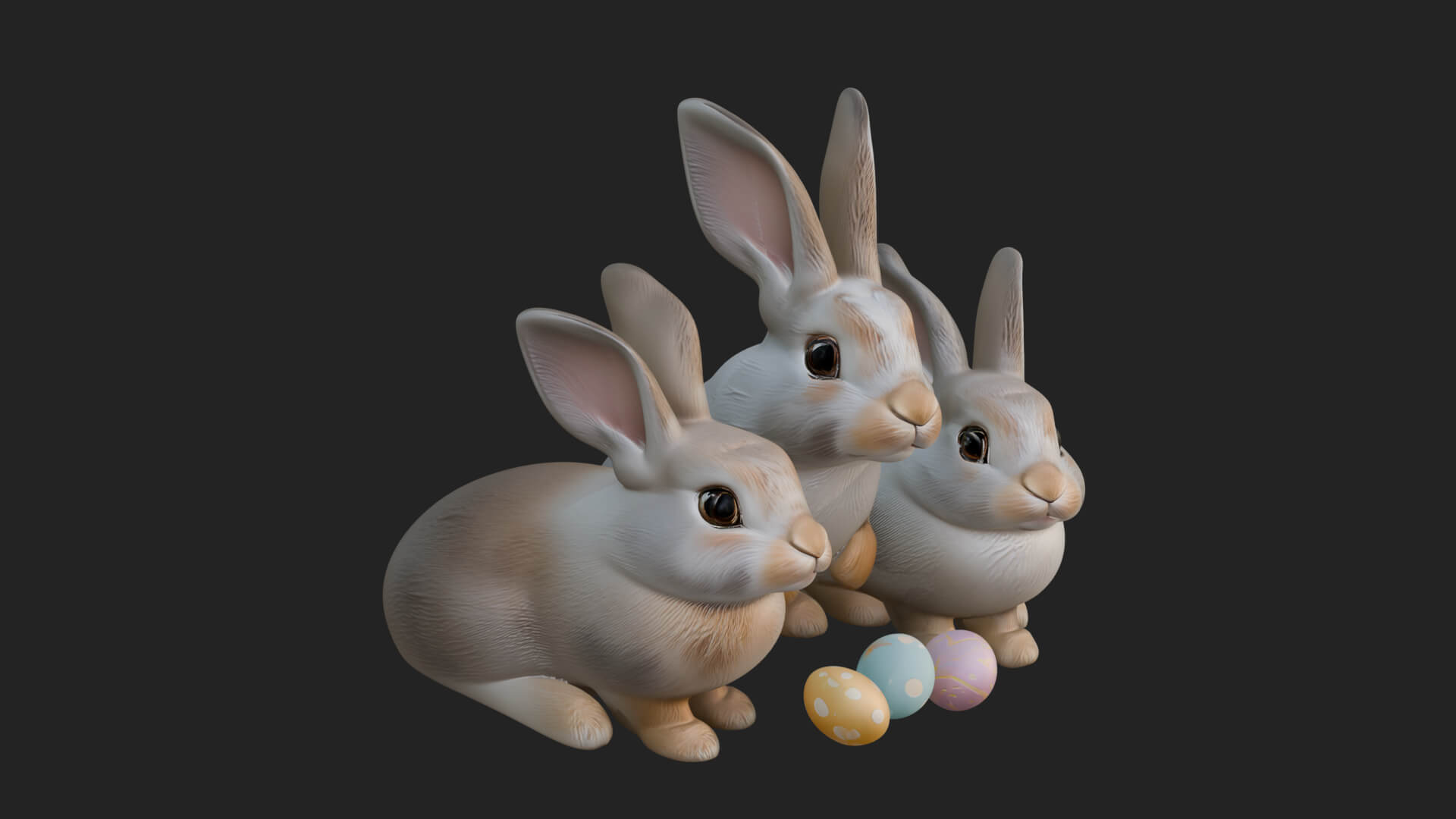 Rabbit Family Group Statue Design 1 3D Print Model 3D Model