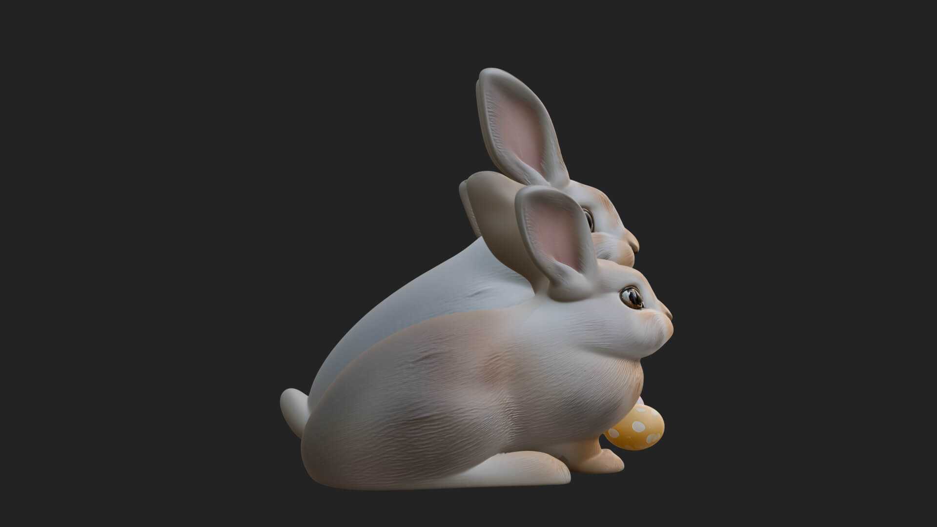 Rabbit Family Group Statue Design 1 3D Print Model 3D Model