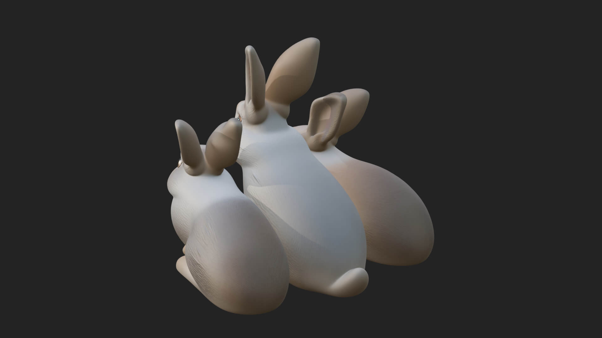 Rabbit Family Group Statue Design 1 3D Print Model 3D Model