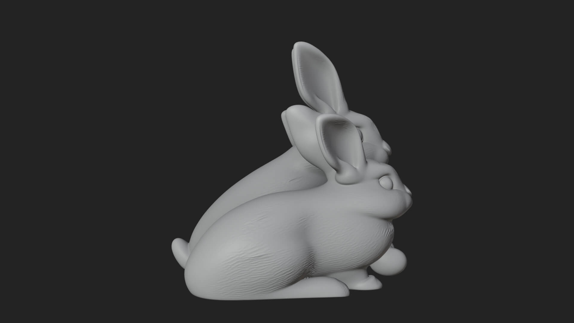 Rabbit Family Group Statue Design 1 3D Print Model 3D Model