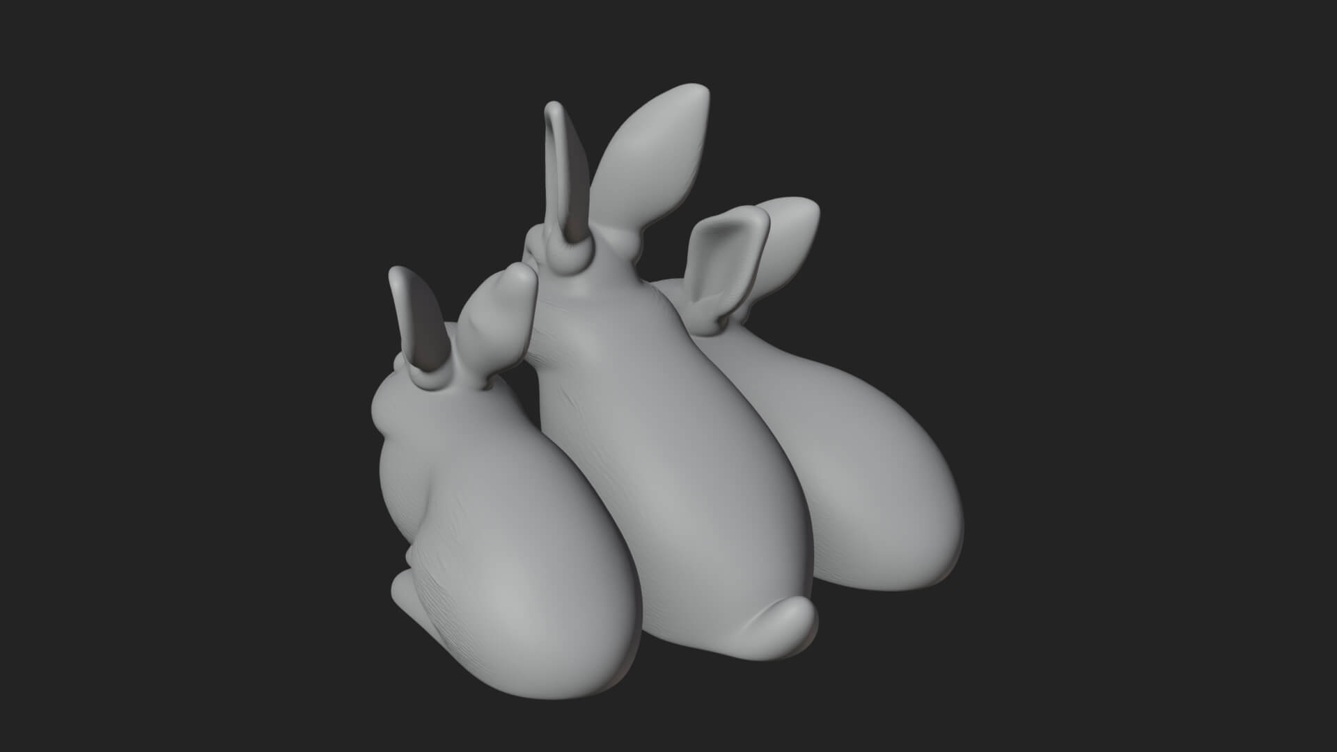 Rabbit Family Group Statue Design 1 3D Print Model 3D Model