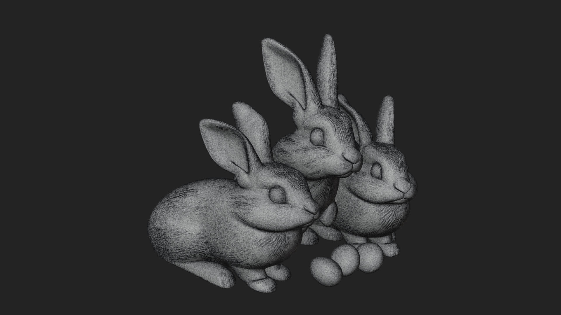 Rabbit Family Group Statue Design 1 3D Print Model 3D Model