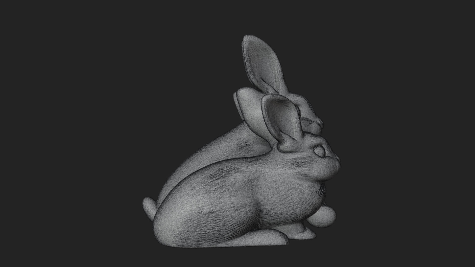 Rabbit Family Group Statue Design 1 3D Print Model 3D Model