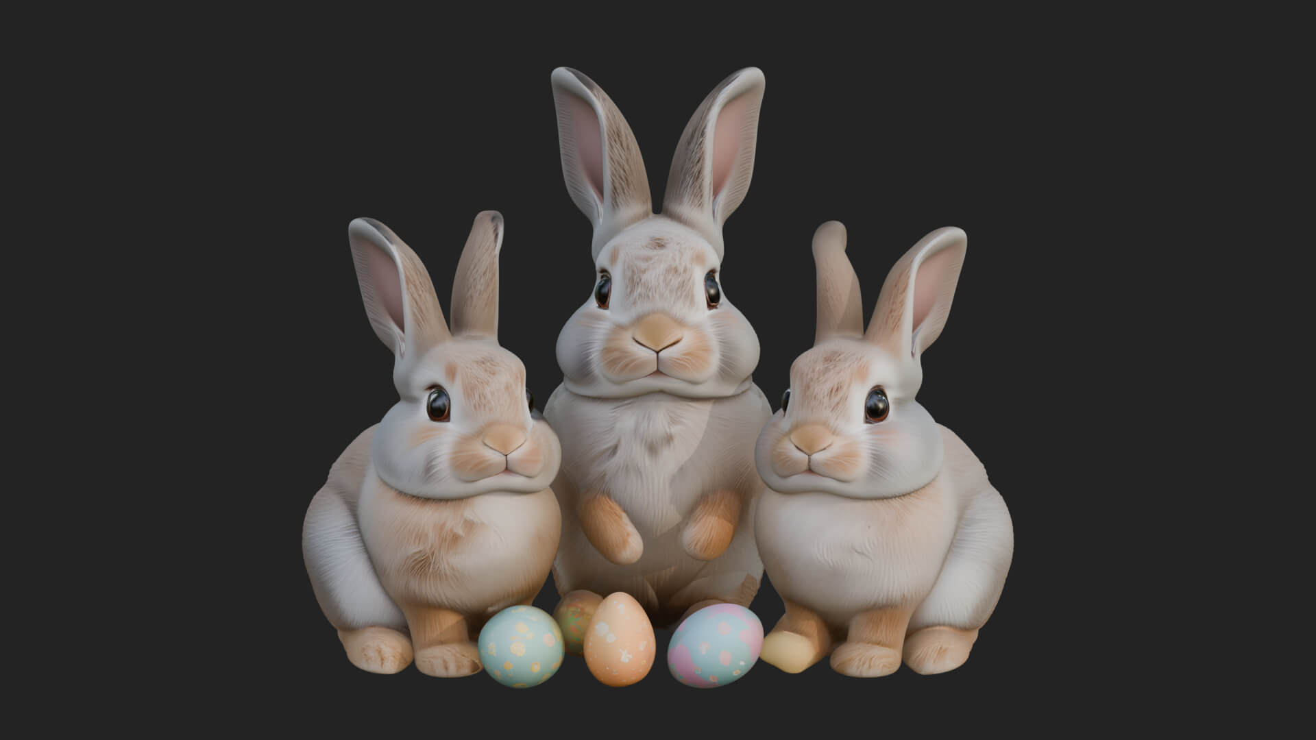 Rabbit Family Group Statue Design 2 3D Print Model 3D Model
