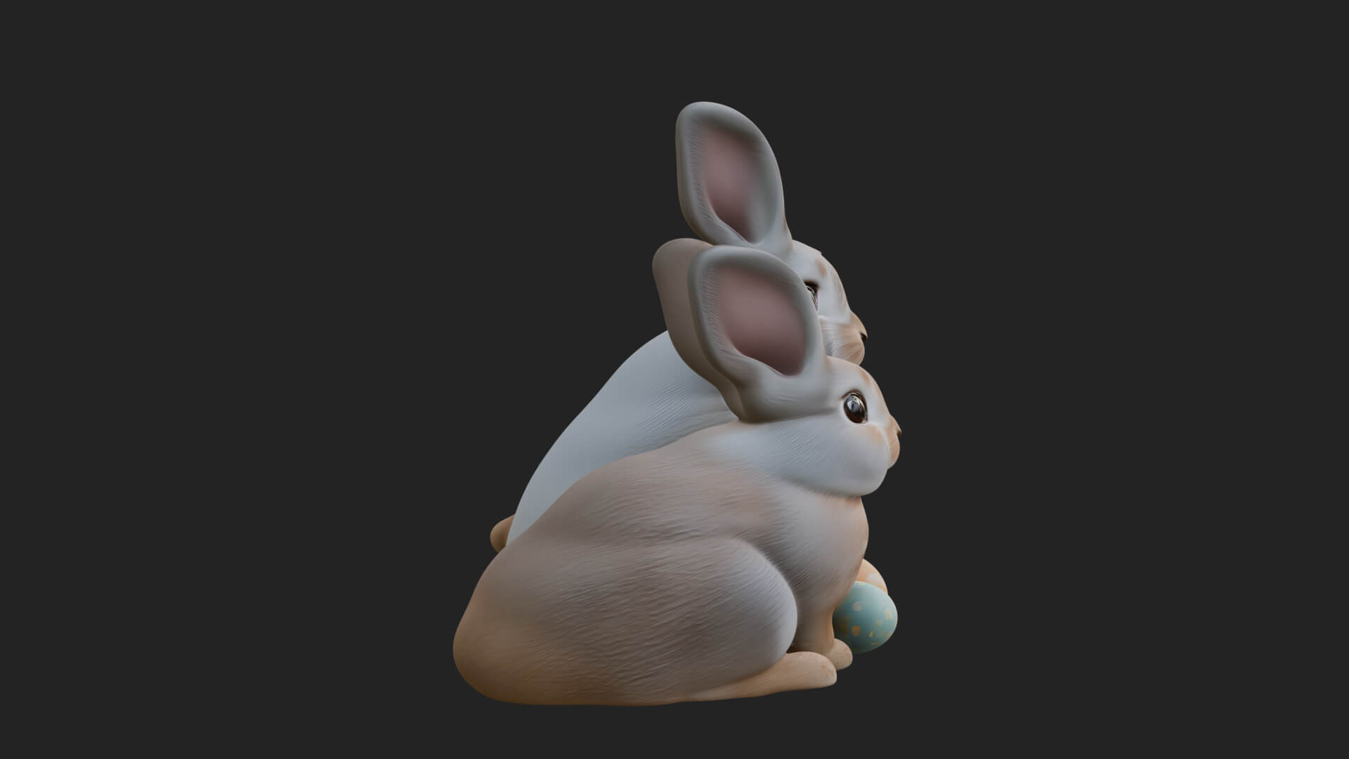 Rabbit Family Group Statue Design 2 3D Print Model 3D Model
