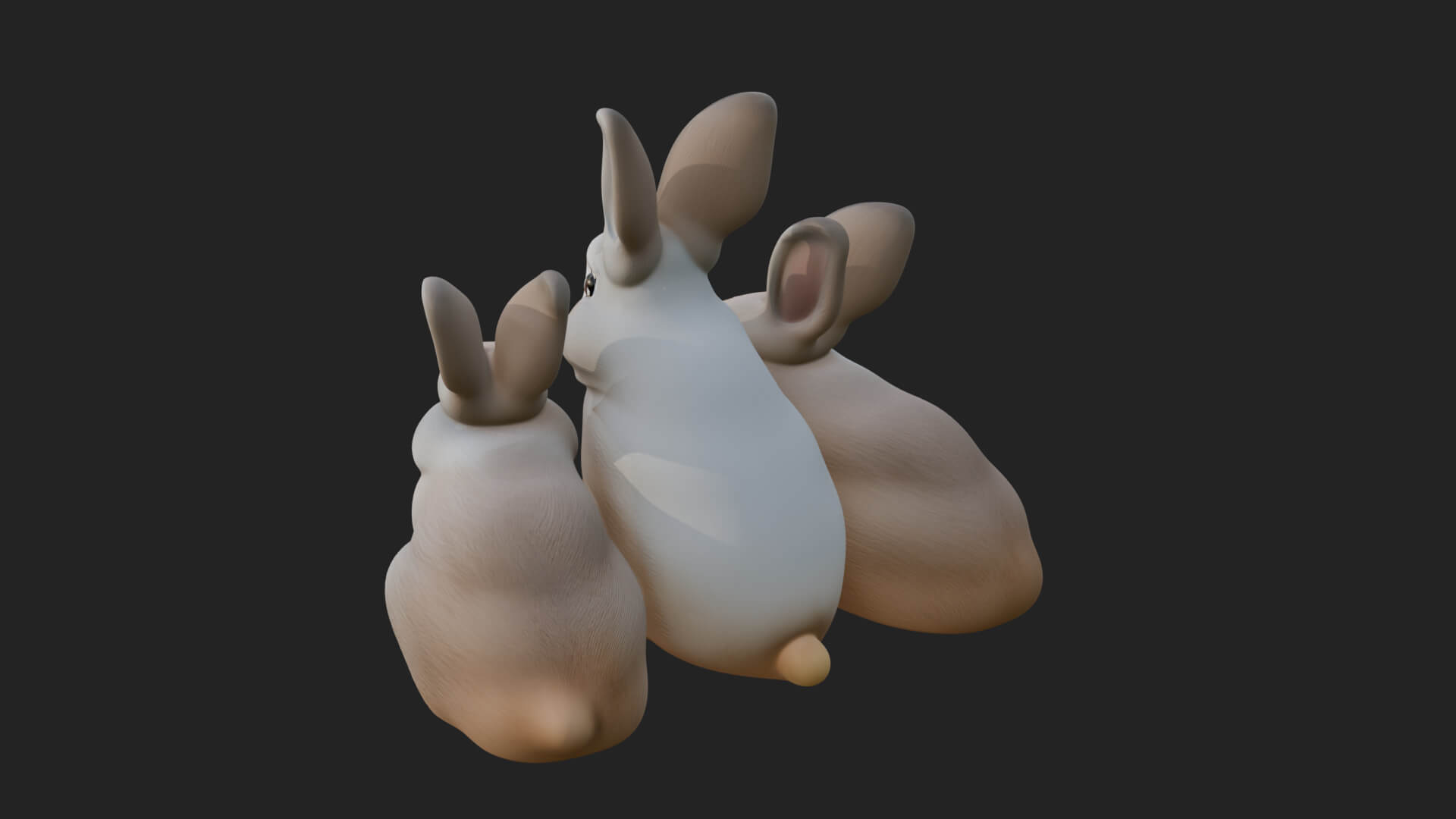 Rabbit Family Group Statue Design 2 3D Print Model 3D Model