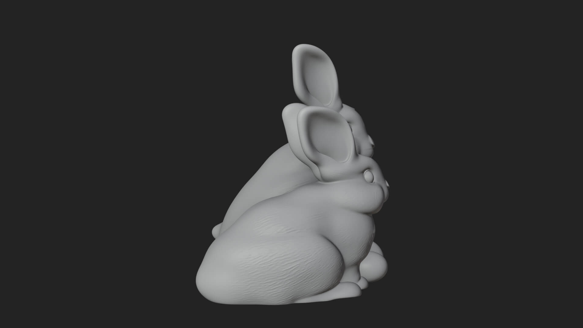 Rabbit Family Group Statue Design 2 3D Print Model 3D Model