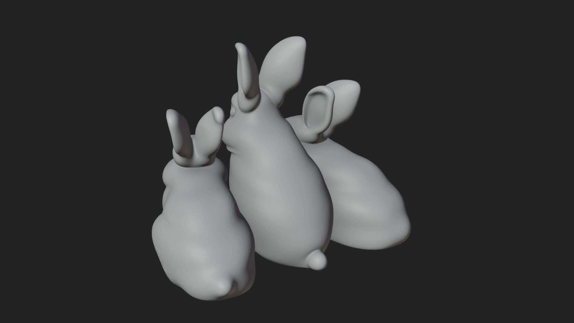 Rabbit Family Group Statue Design 2 3D Print Model 3D Model