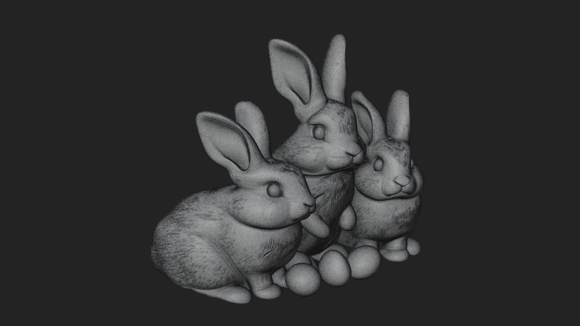 Rabbit Family Group Statue Design 2 3D Print Model 3D Model