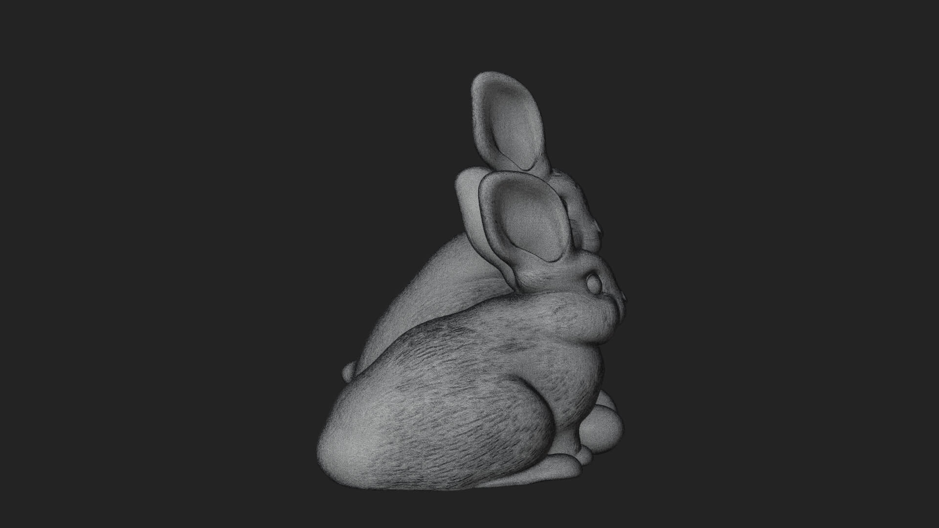 Rabbit Family Group Statue Design 2 3D Print Model 3D Model
