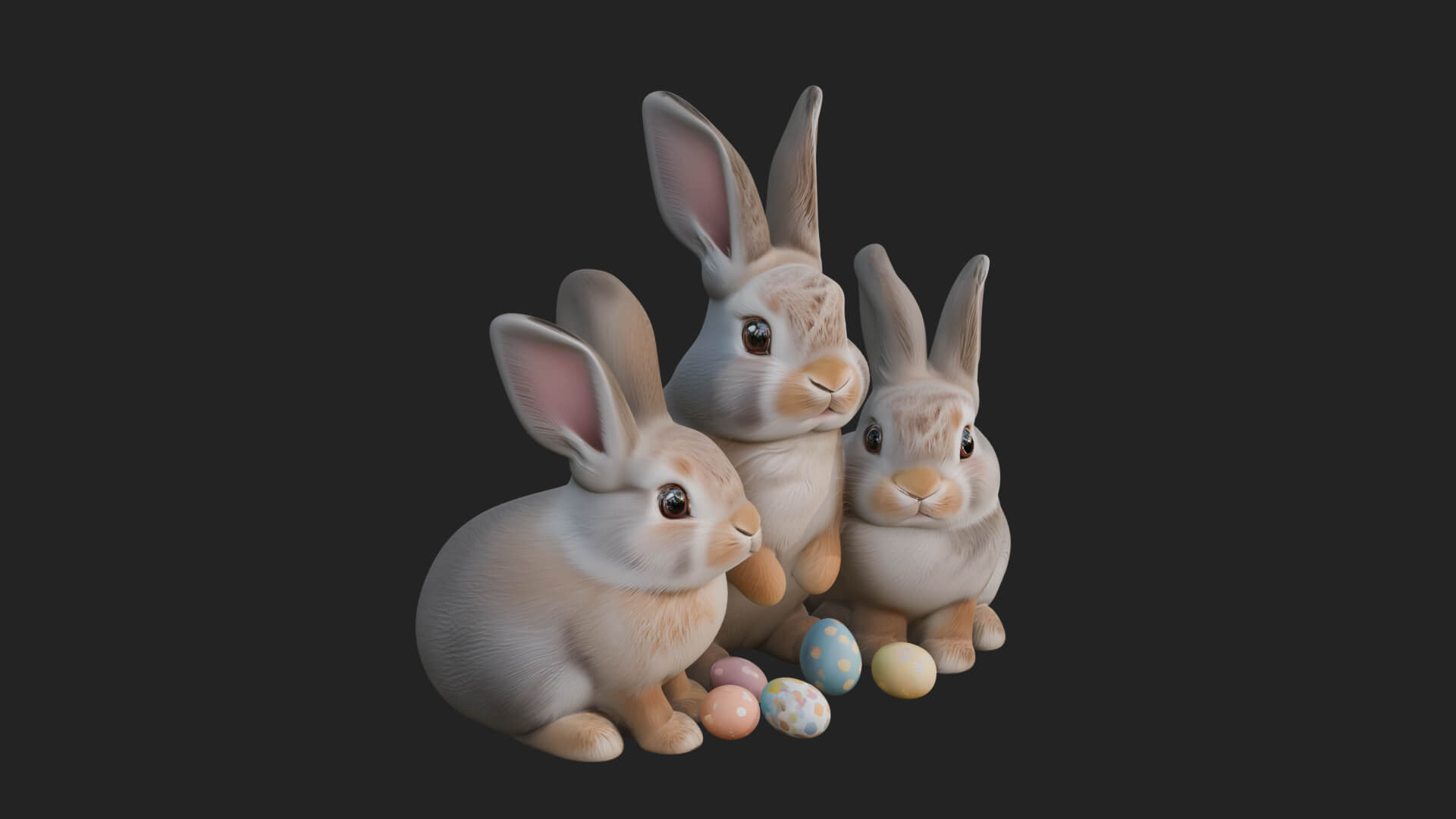 Rabbit Family Group Statue Design 3 3D Print Model 3D Model