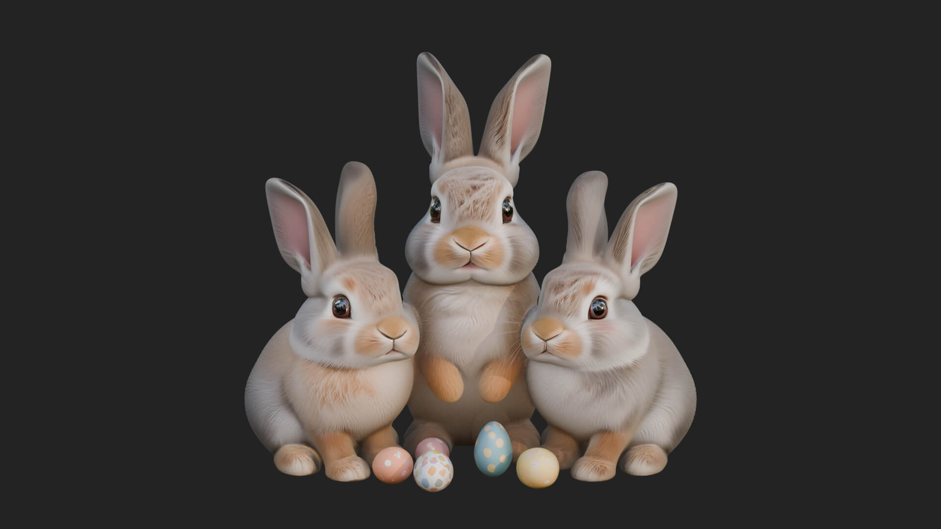Rabbit Family Group Statue Design 3 3D Print Model 3D Model