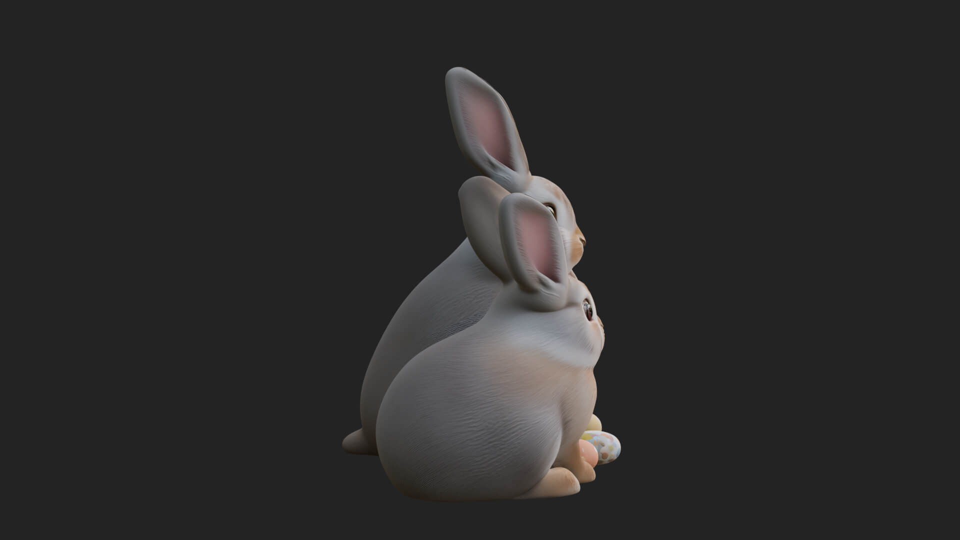 Rabbit Family Group Statue Design 3 3D Print Model 3D Model