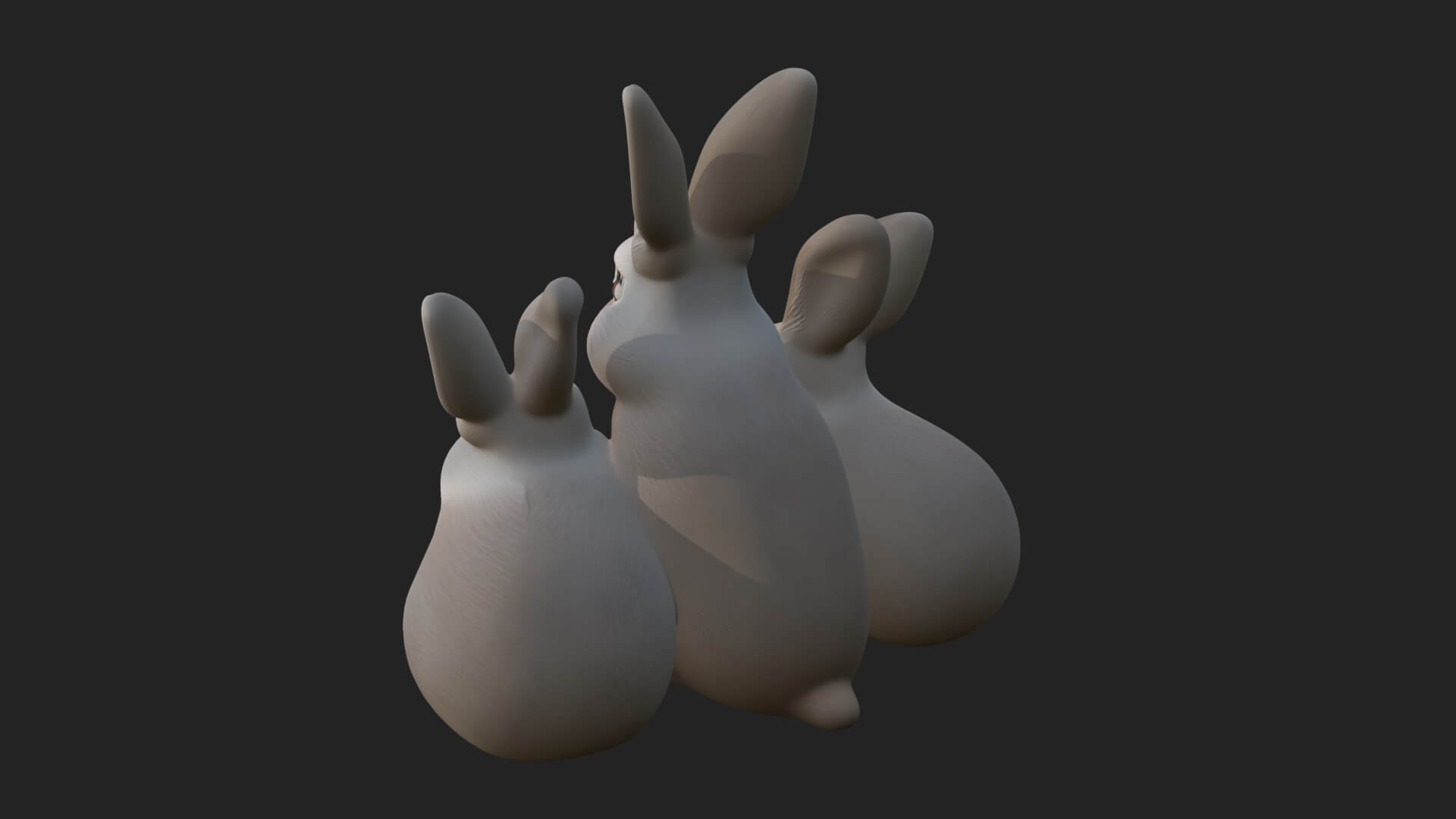 Rabbit Family Group Statue Design 3 3D Print Model 3D Model