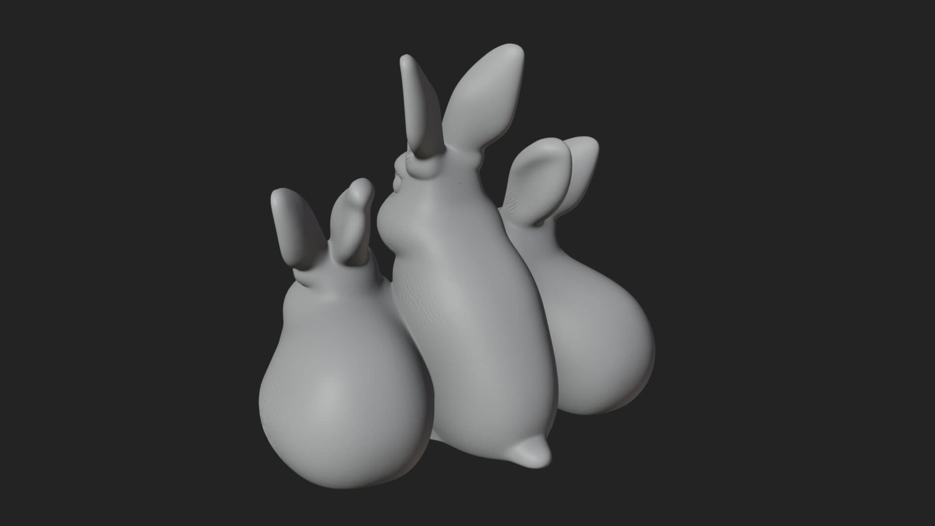Rabbit Family Group Statue Design 3 3D Print Model 3D Model