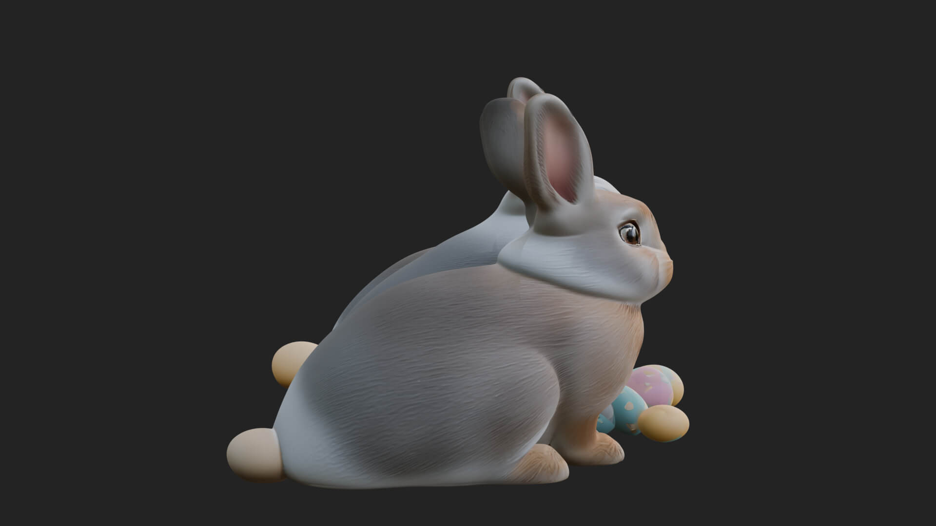Rabbit Family Group Statue Design 4 3D Print Model 3D Model