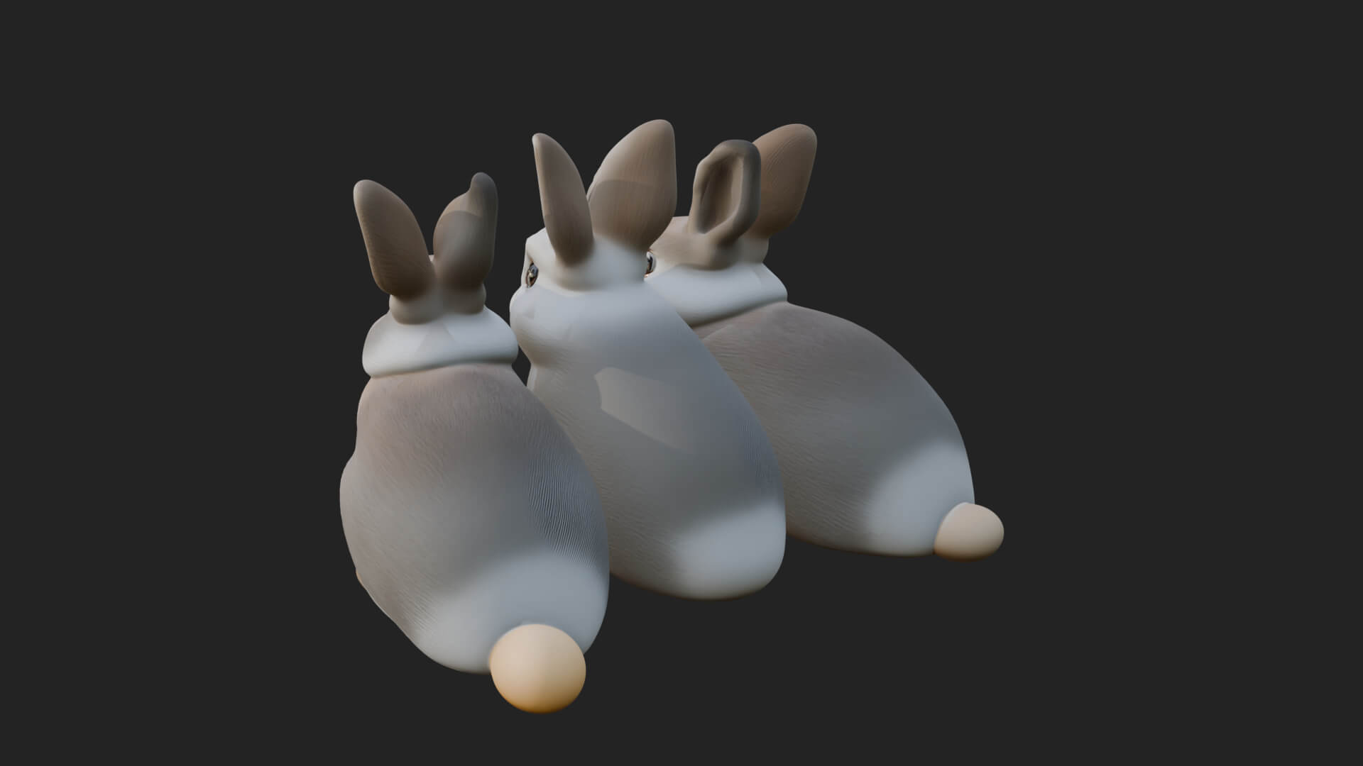 Rabbit Family Group Statue Design 4 3D Print Model 3D Model