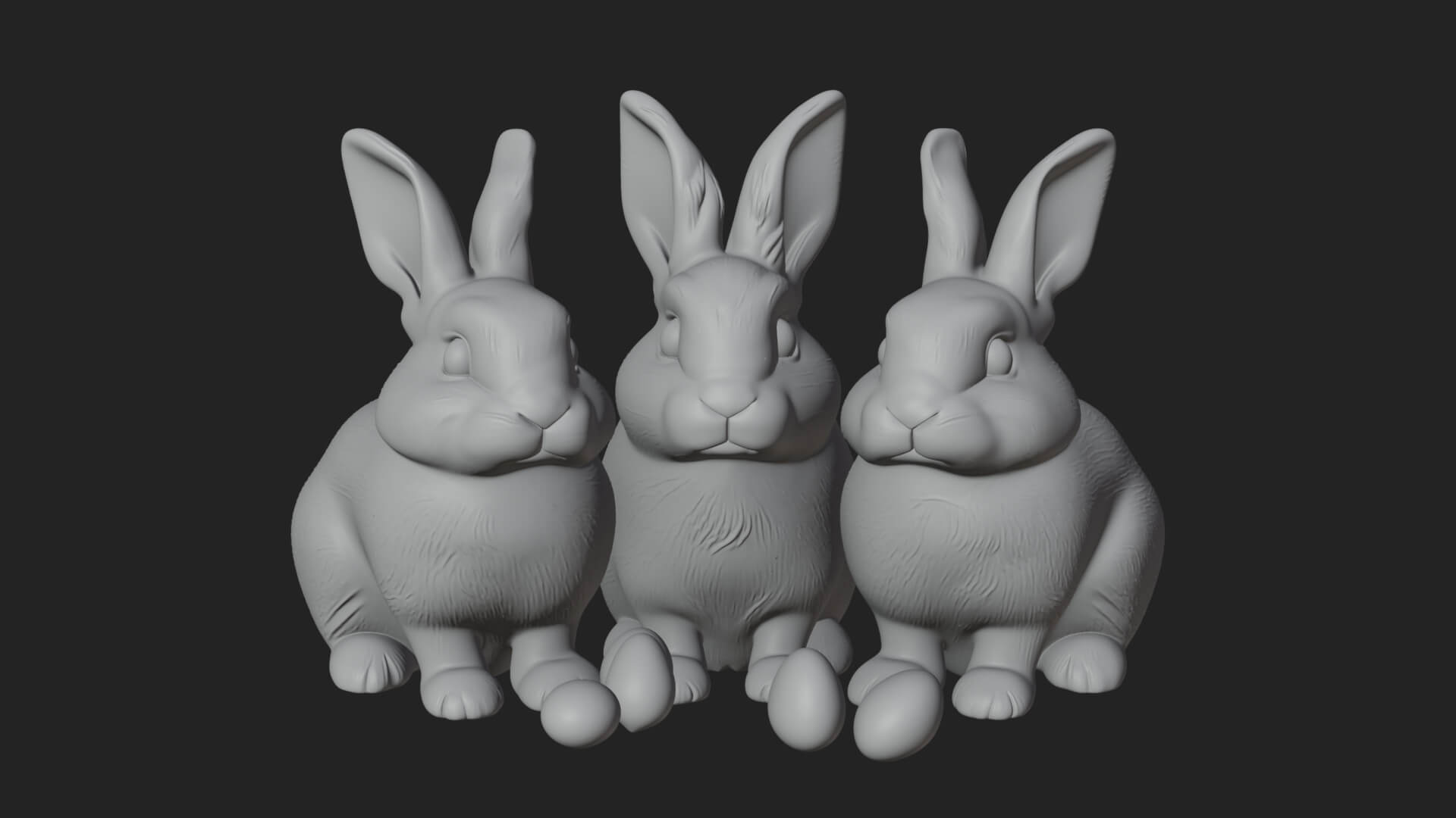 Rabbit Family Group Statue Design 4 3D Print Model 3D Model