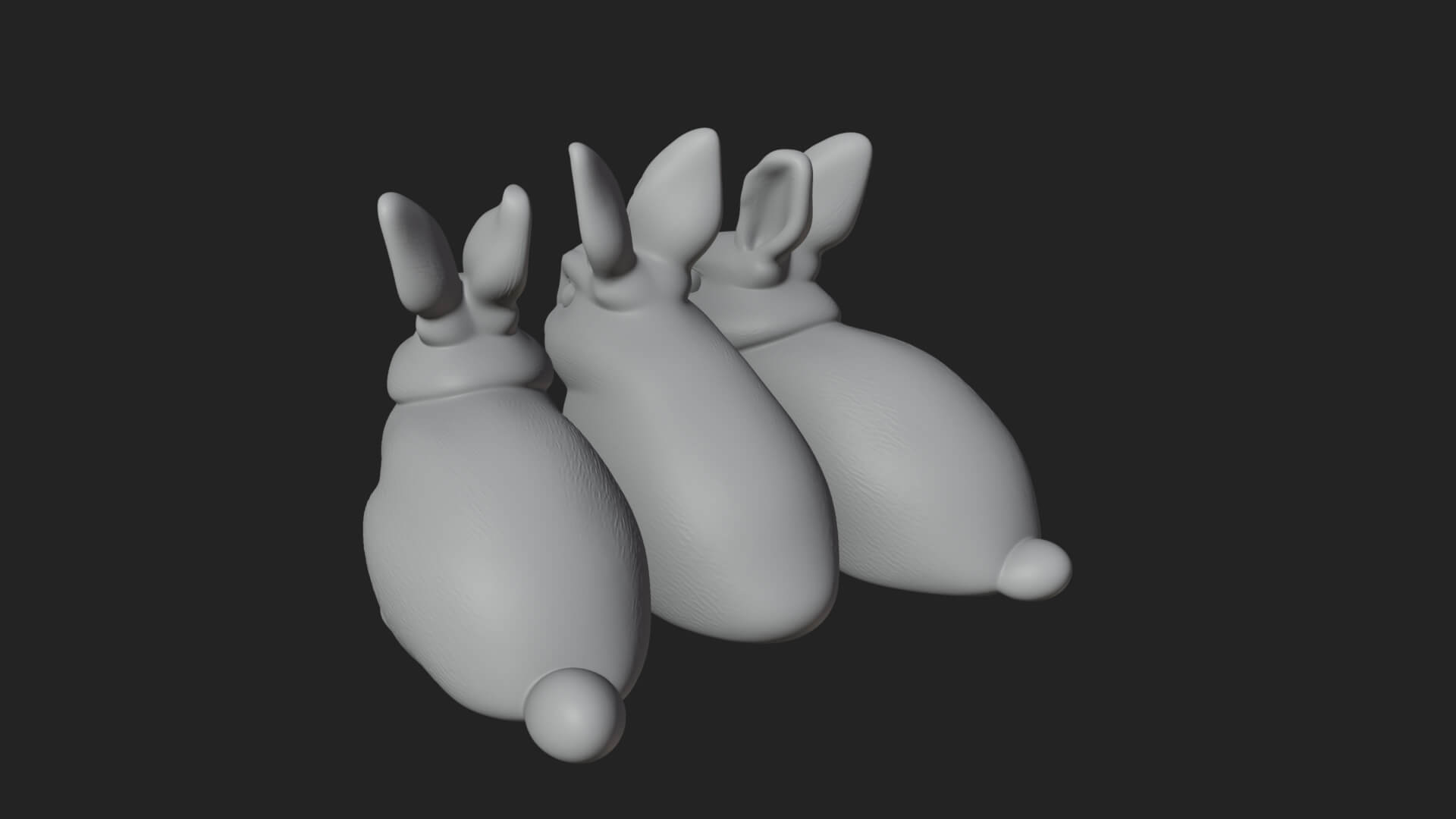 Rabbit Family Group Statue Design 4 3D Print Model 3D Model