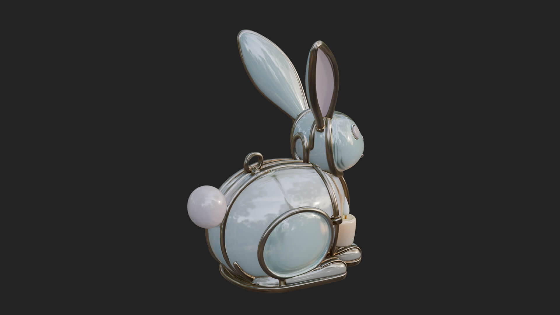 Rabbit Shaped Glass Lantern Model Design 1 3D Print Model 3D Model