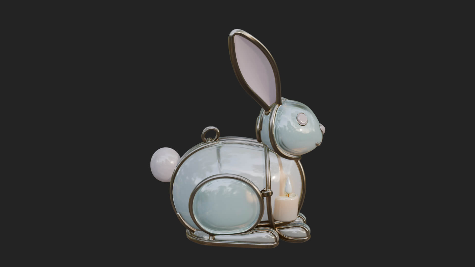 Rabbit Shaped Glass Lantern Model Design 1 3D Print Model 3D Model