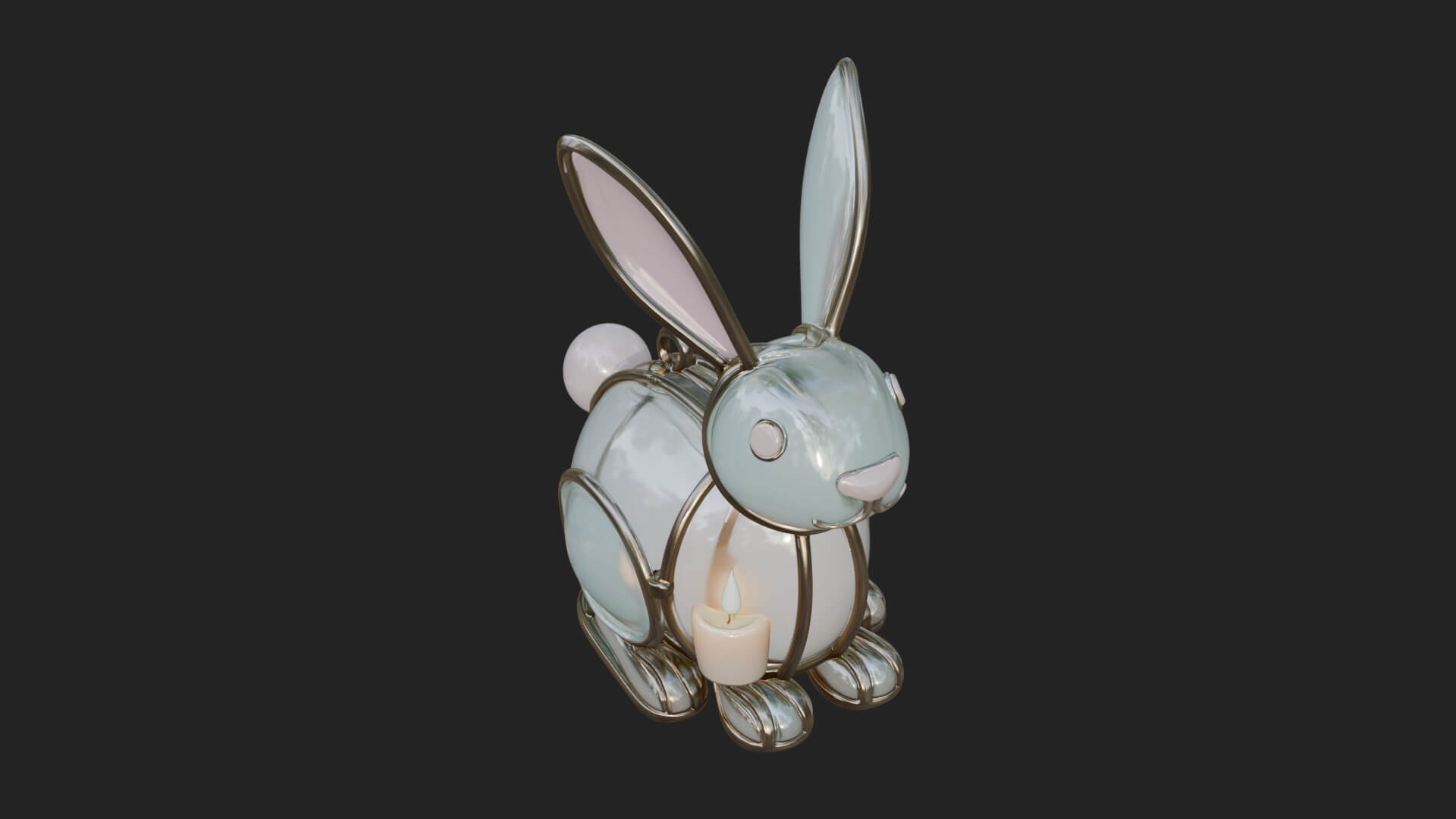 Rabbit Shaped Glass Lantern Model Design 1 3D Print Model 3D Model