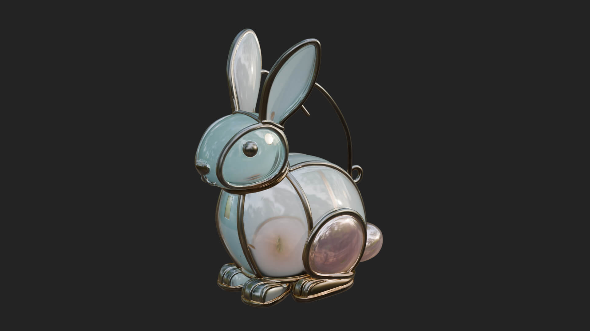 Rabbit Shaped Glass Lantern Model Design 2 3D Print Model 3D Model
