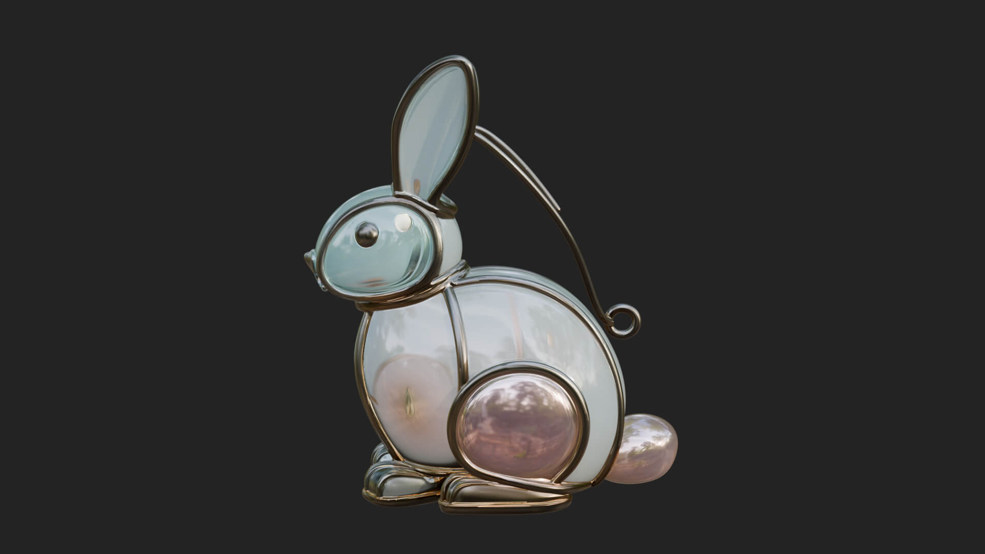 Rabbit Shaped Glass Lantern Model Design 2 3D Print Model 3D Model