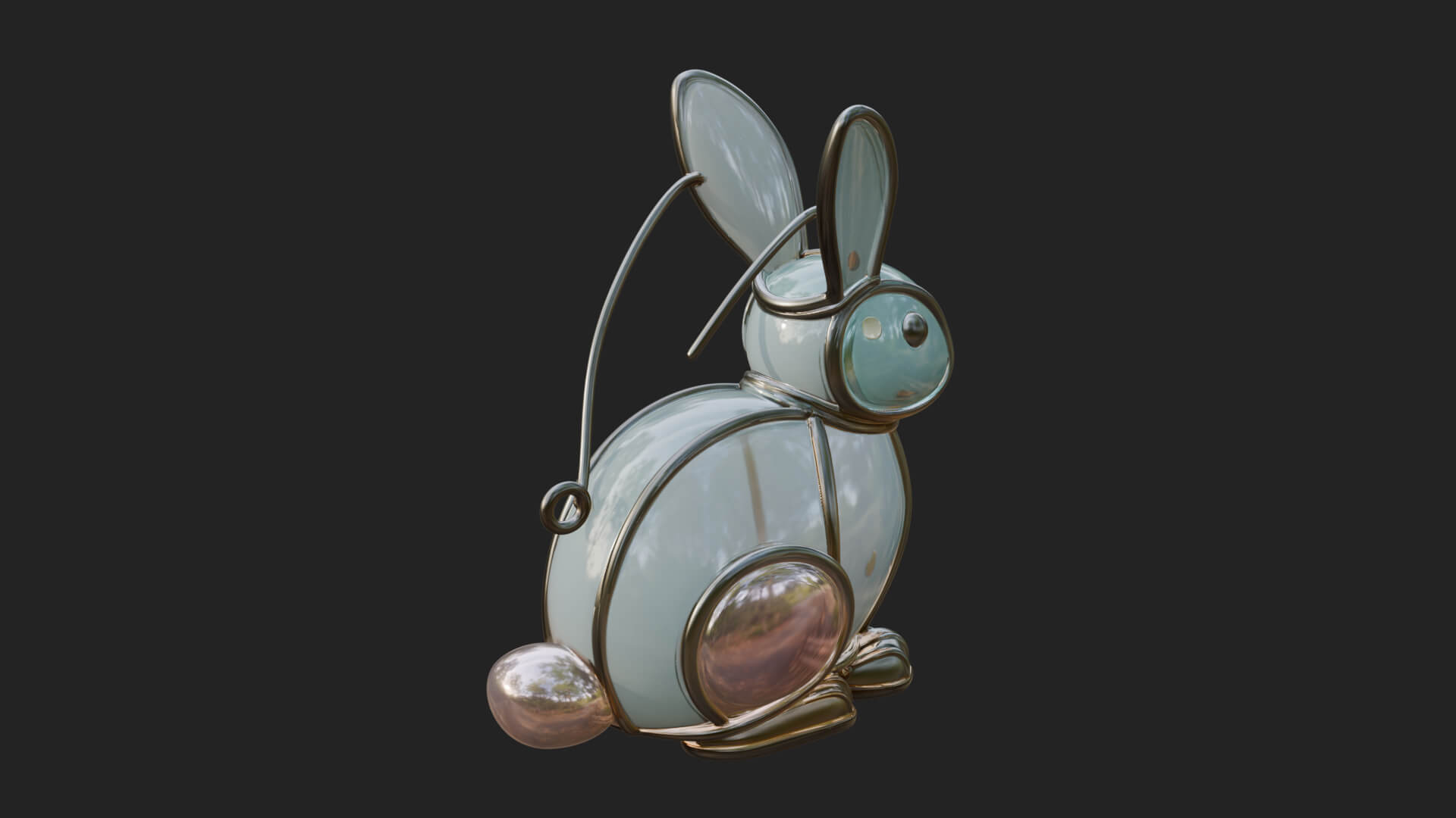 Rabbit Shaped Glass Lantern Model Design 2 3D Print Model 3D Model