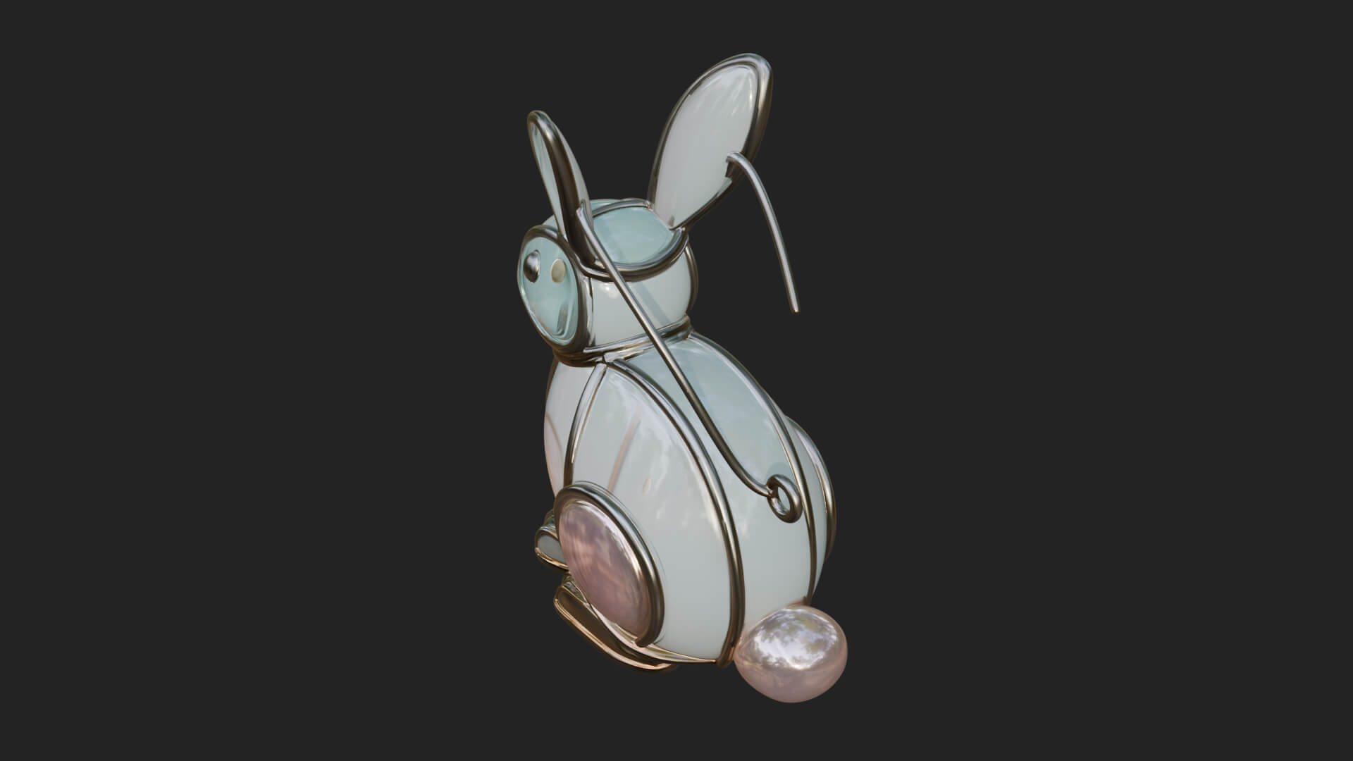 Rabbit Shaped Glass Lantern Model Design 2 3D Print Model 3D Model