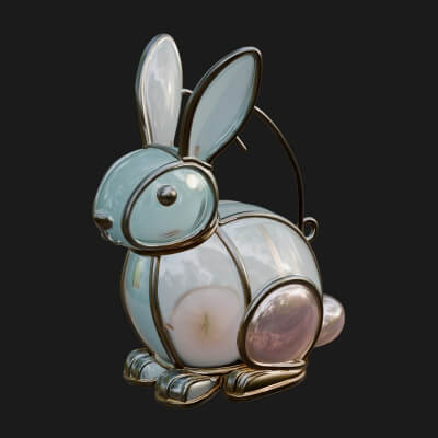 Rabbit Shaped Glass Lantern Model Design 2 3D Print Model