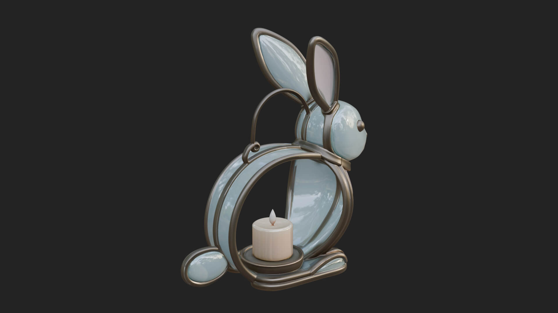 Rabbit-Shaped Glass Lantern Model Design 3 3D Print Model 3D Model