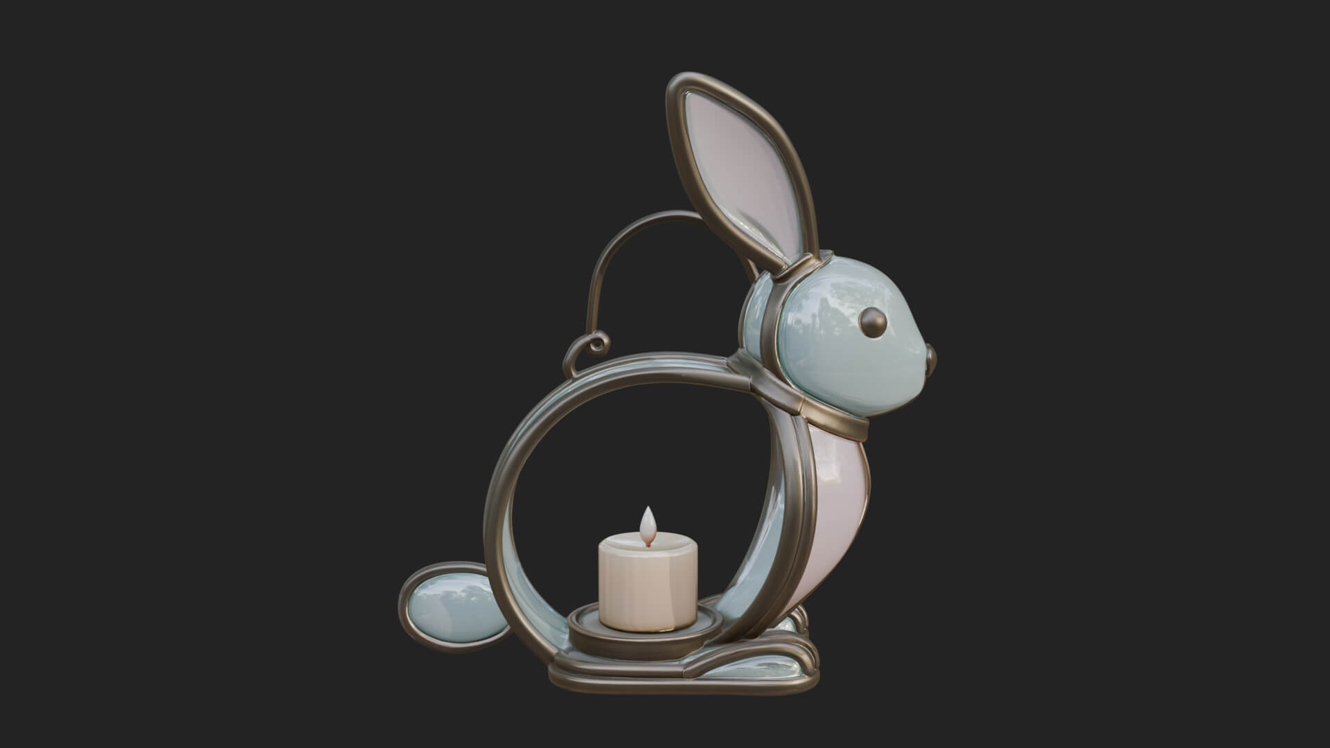 Rabbit-Shaped Glass Lantern Model Design 3 3D Print Model 3D Model